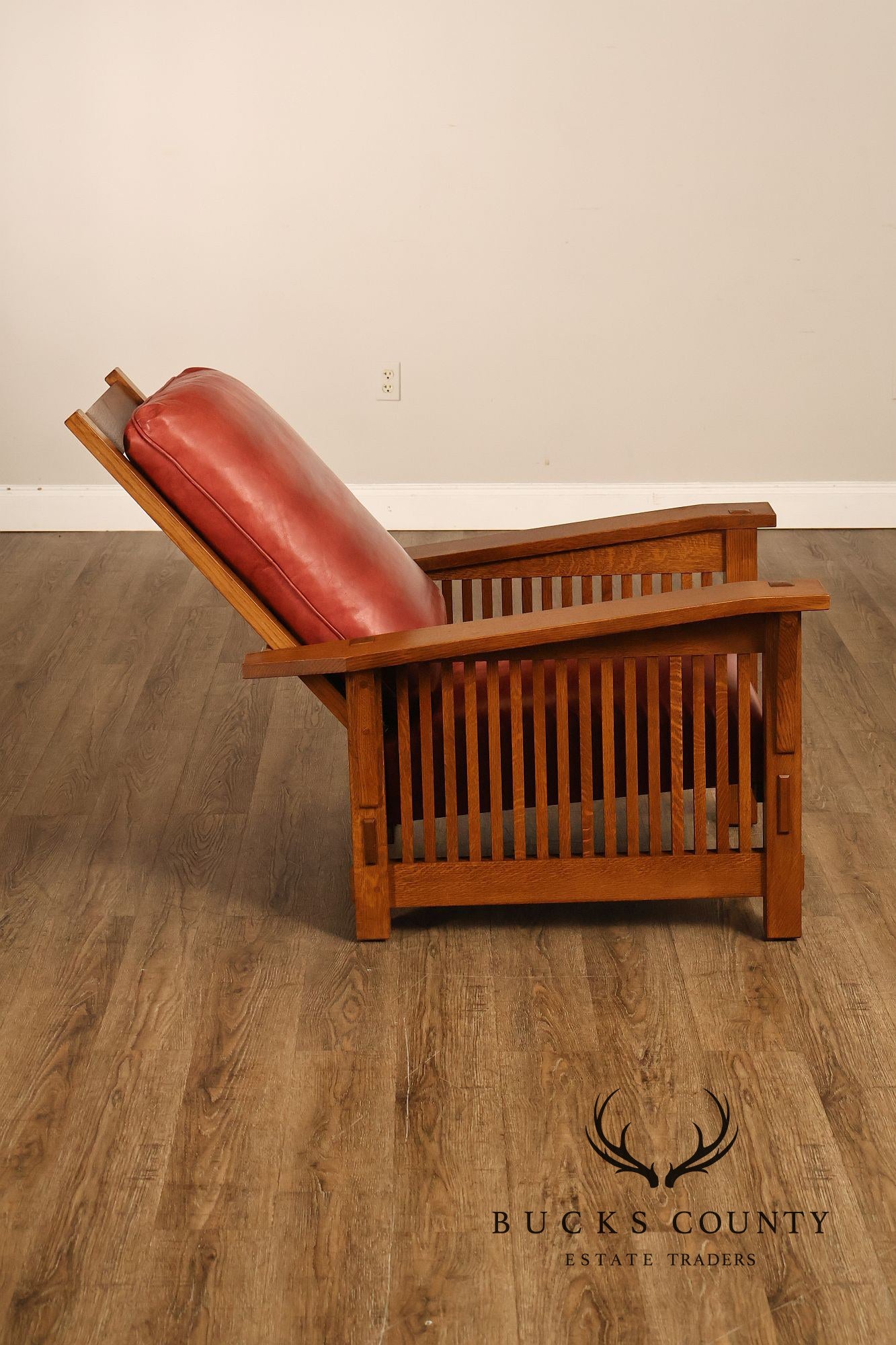 Stickley Mission Collection Pair Of Oak And Leather Morris Chairs