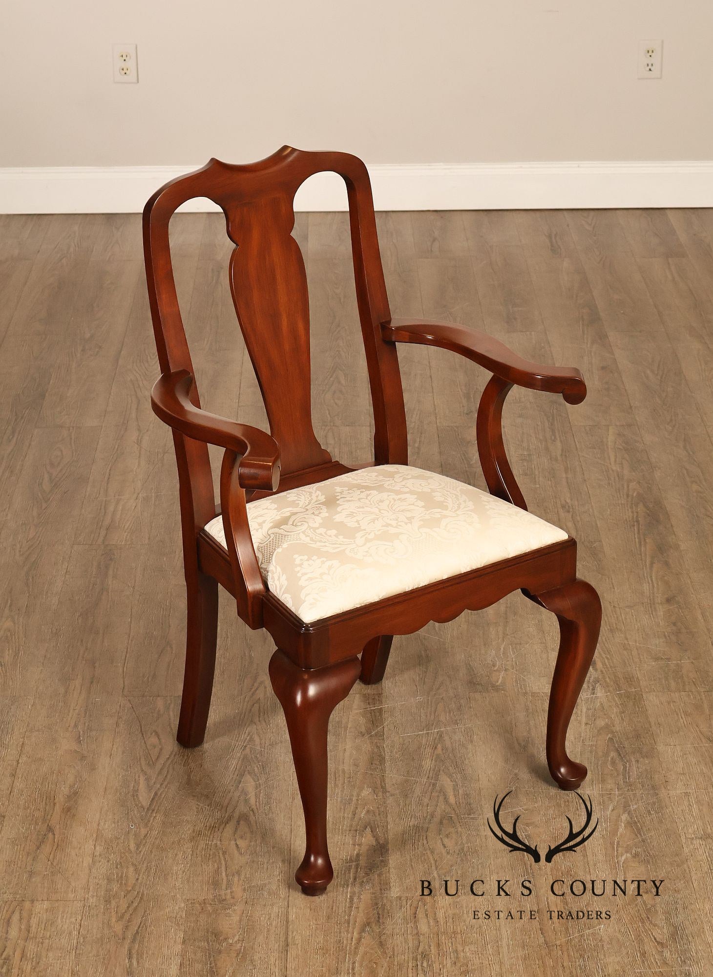 Henkel Harris Queen Anne Style Cherry Armchair