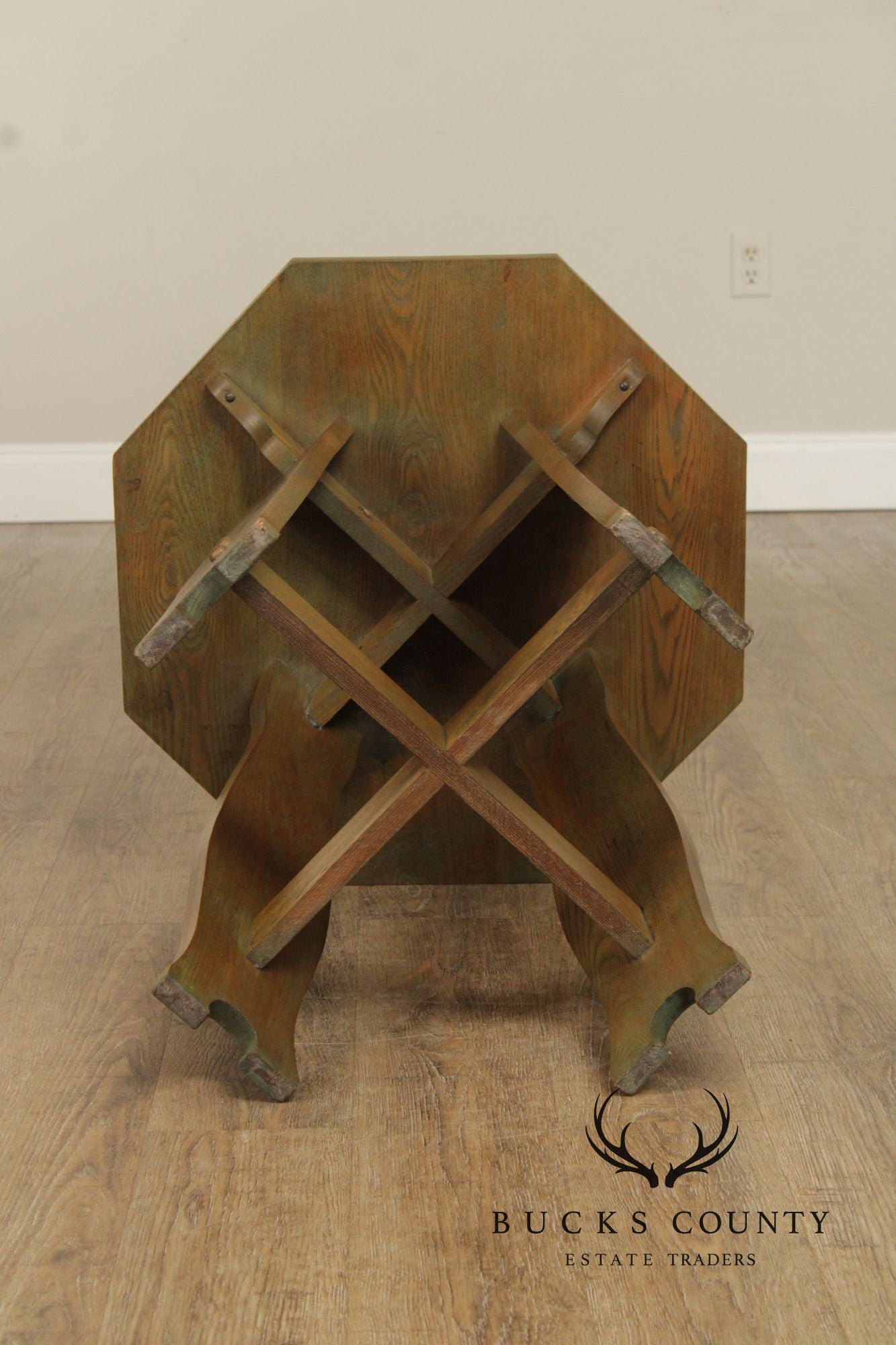 Antique Arts and Crafts Period Oak Octagonal Top Side Table