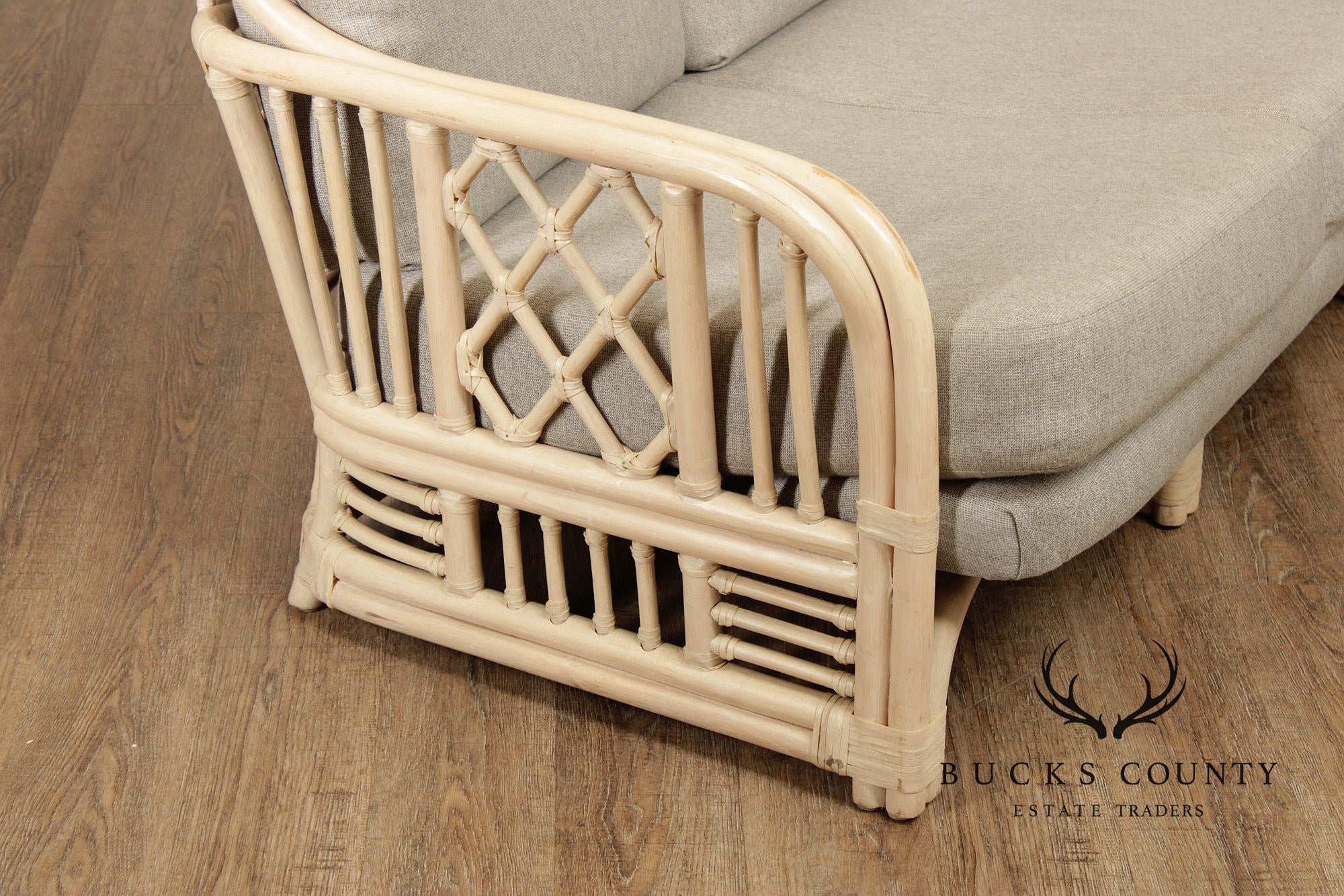 Brighton Pavilion Style Vintage Rattan Three-Seat Sofa