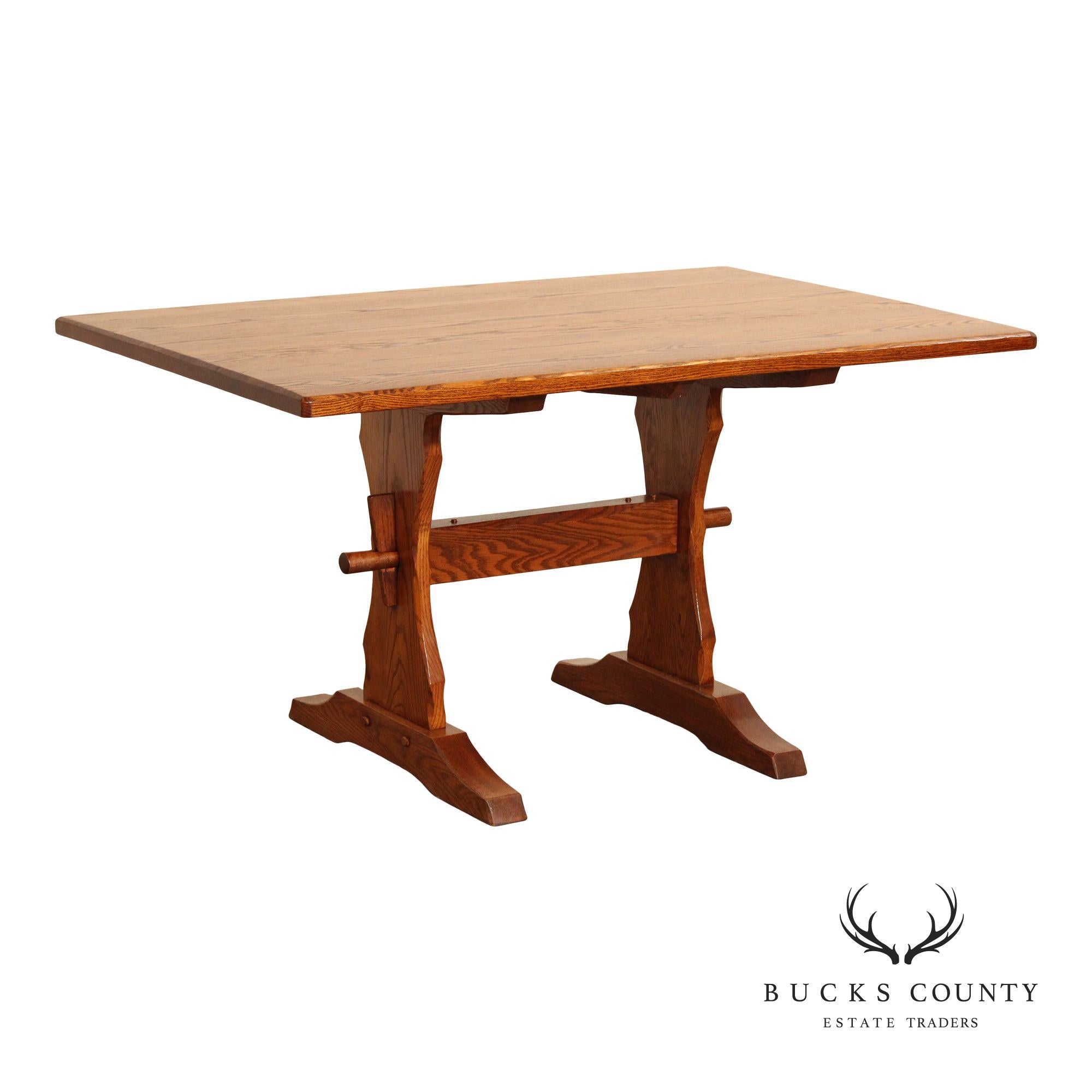 Hunt Country Furniture Solid Oak Trestle Dining Table