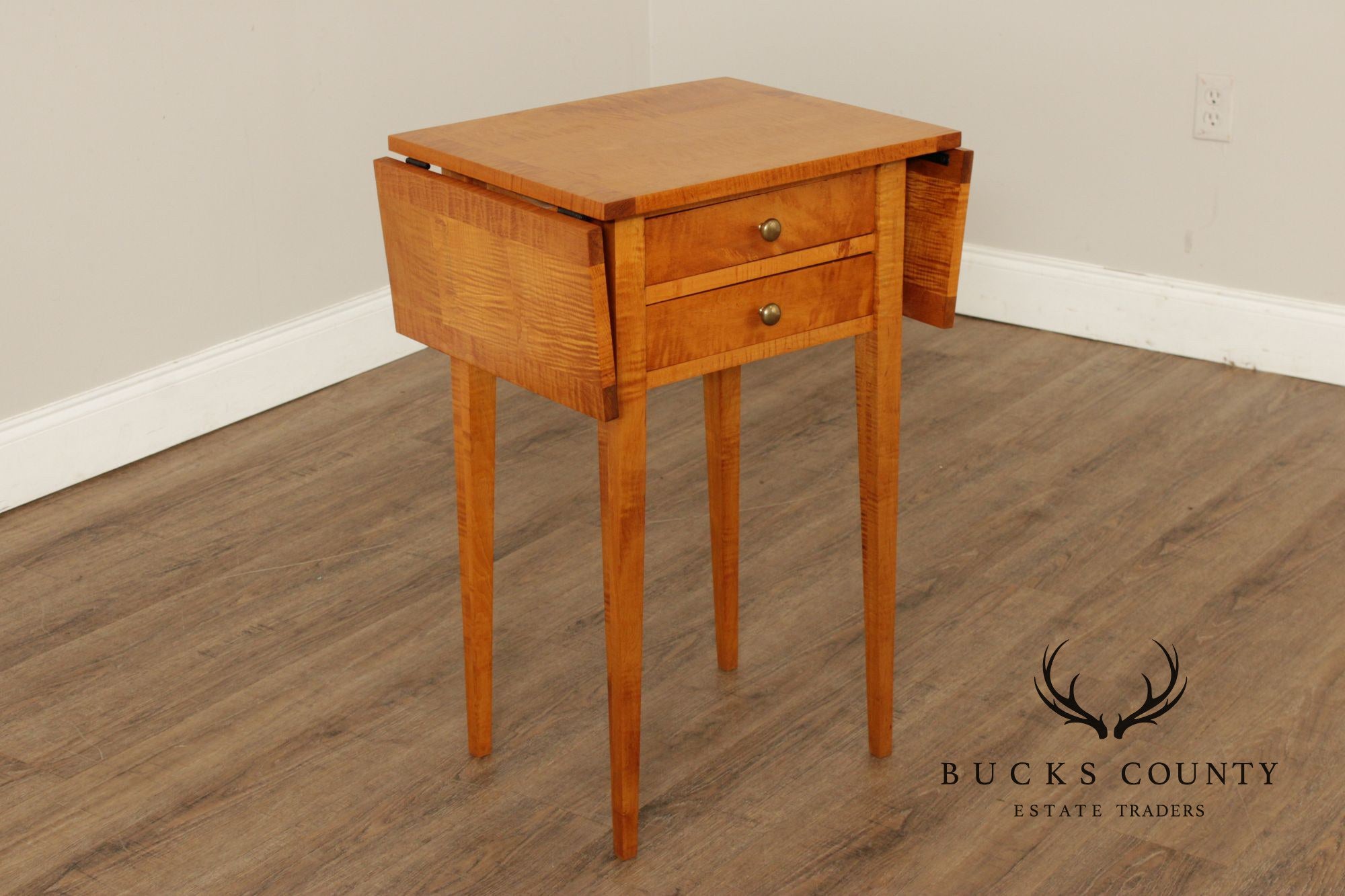 Federal Style Tiger Maple Pembroke Side Table