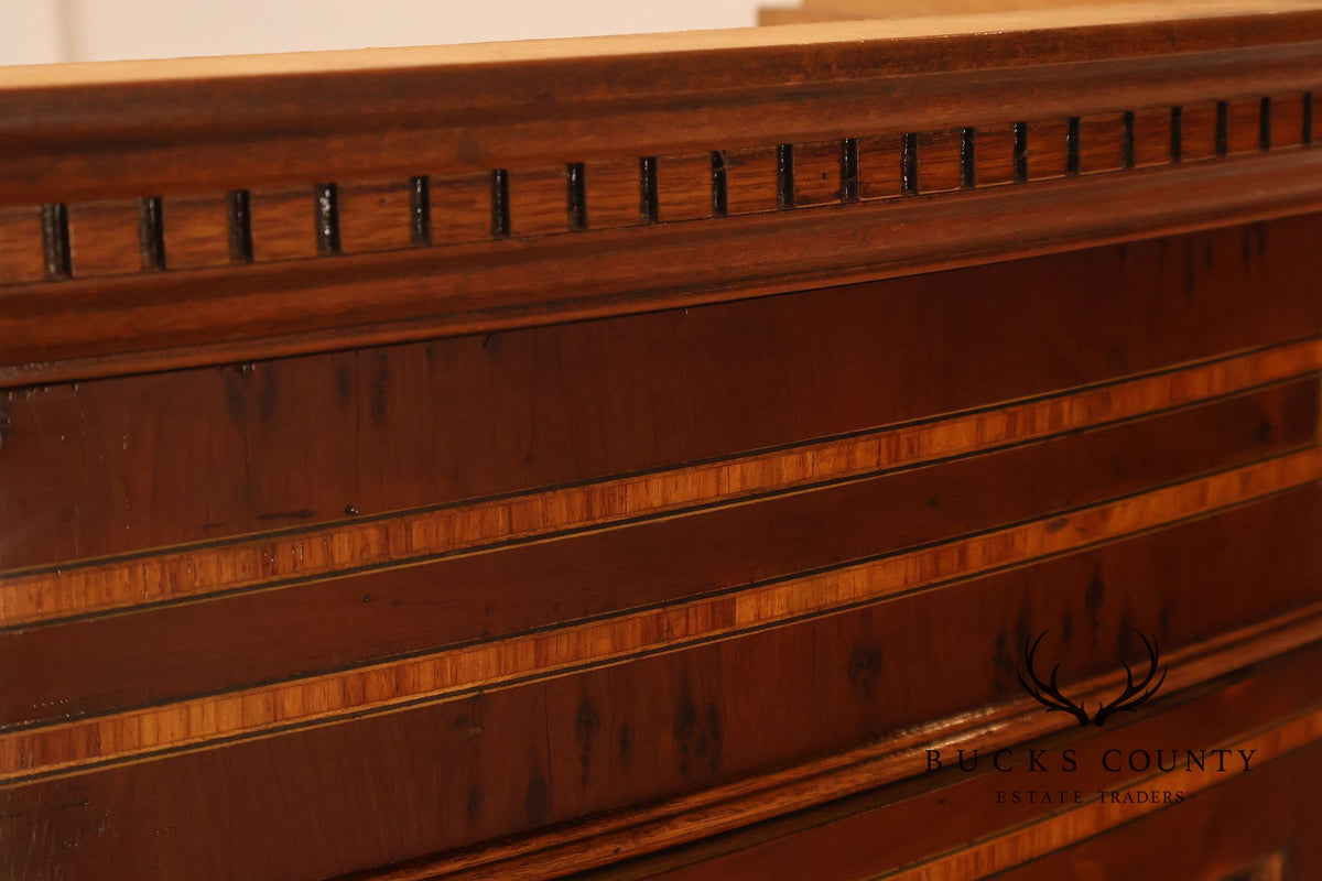 Georgian Style Inlaid Yew Wood Bow Front Bookcase Bureau China Cabinet