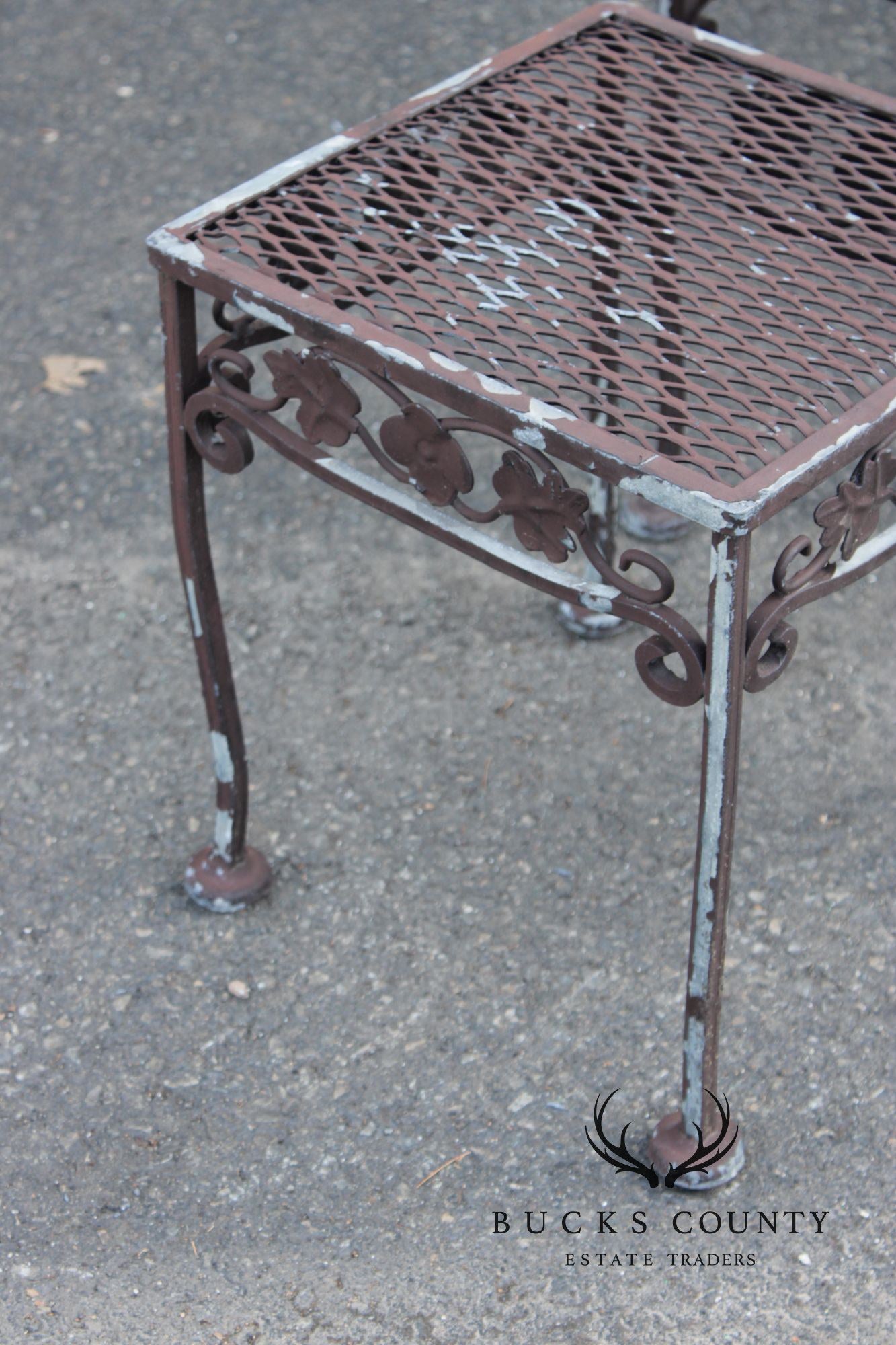 Vintage Set of Three Wrought Iron Outdoor Patio Nesting Tables