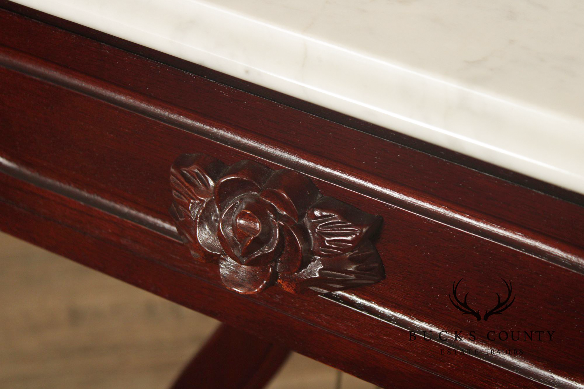 Victorian Style Marble Top Mahogany Side Table