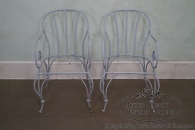 Antique Pair of Wrought Iron Garden Patio Arm Chair Frames
