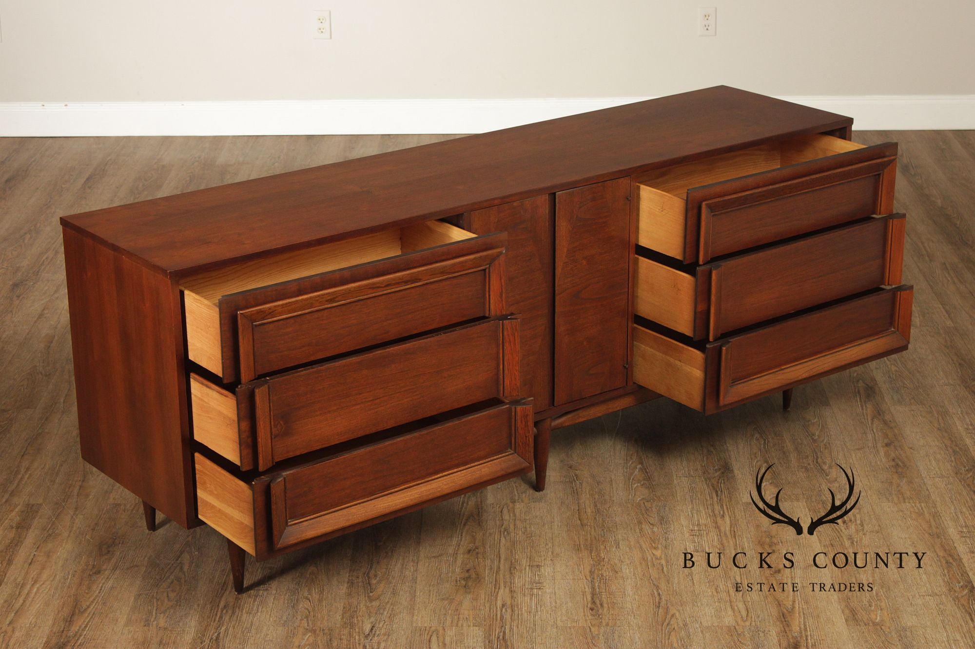 Basic Witz Mid Century Modern Walnut Triple Chest