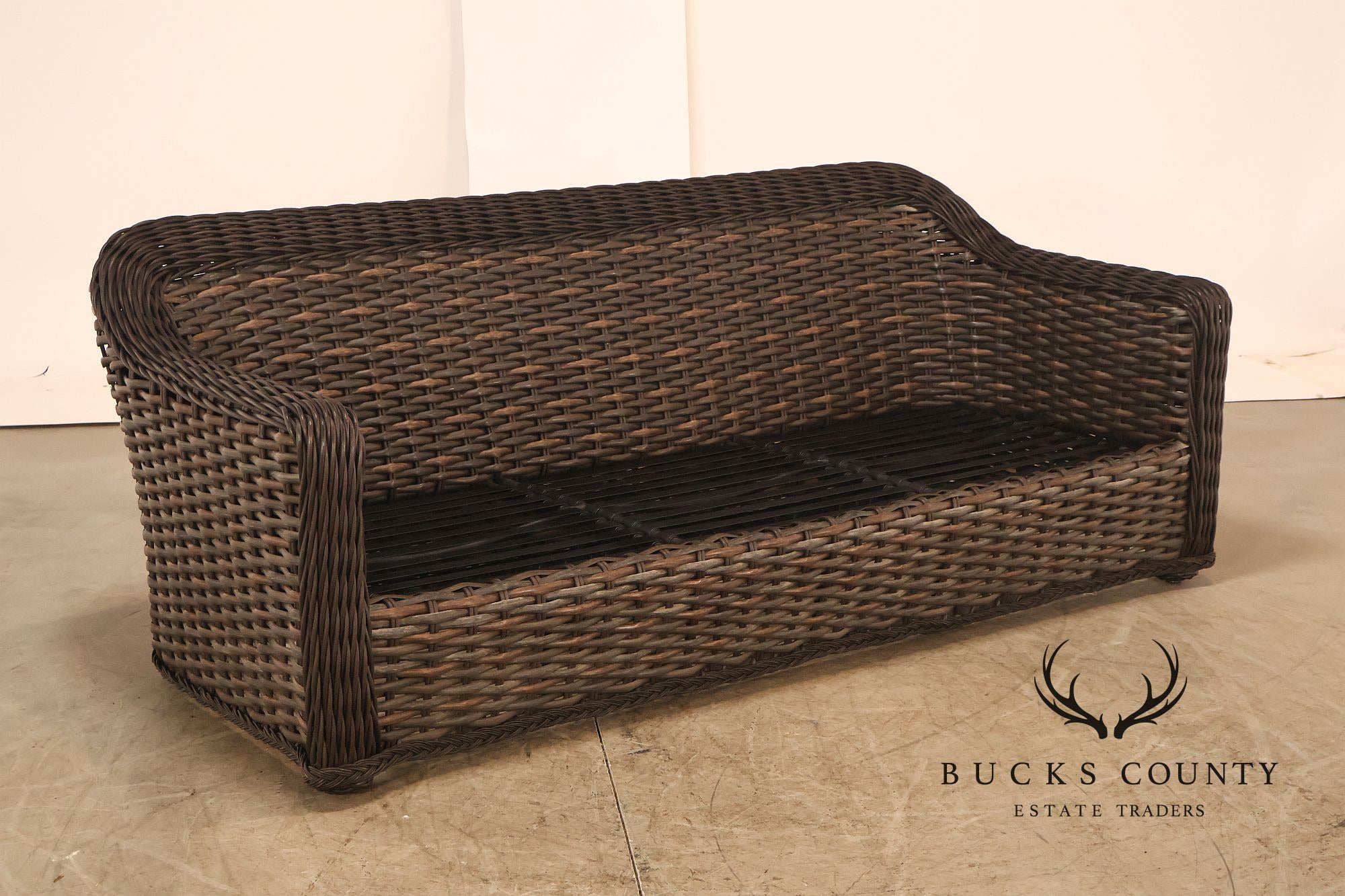 Lane Venture Woven Wicker Outdoor Sofa With Patterned Cushions