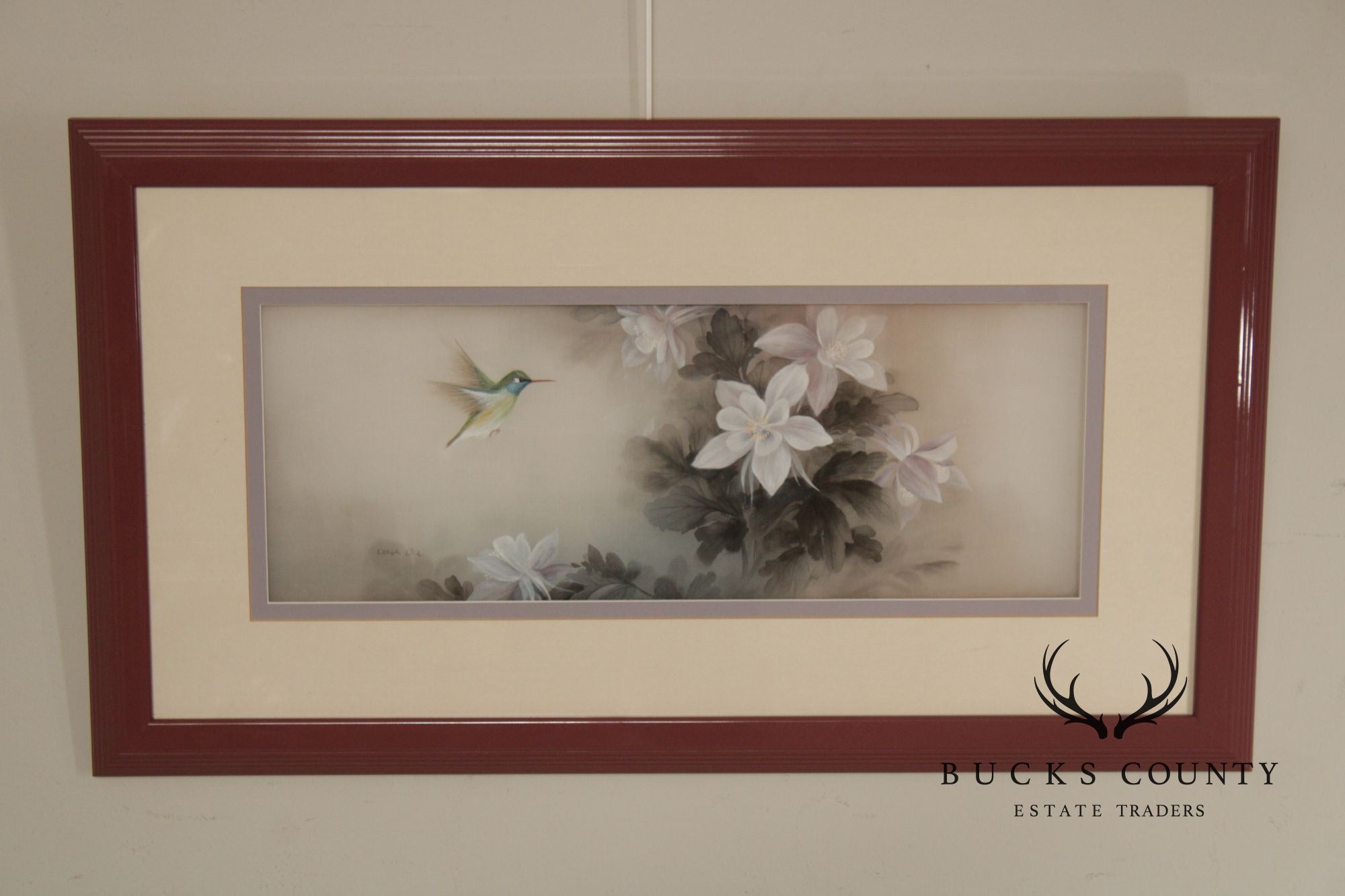 Lena Liu Chinese Pair of Bird and Flower Paintings on Silk