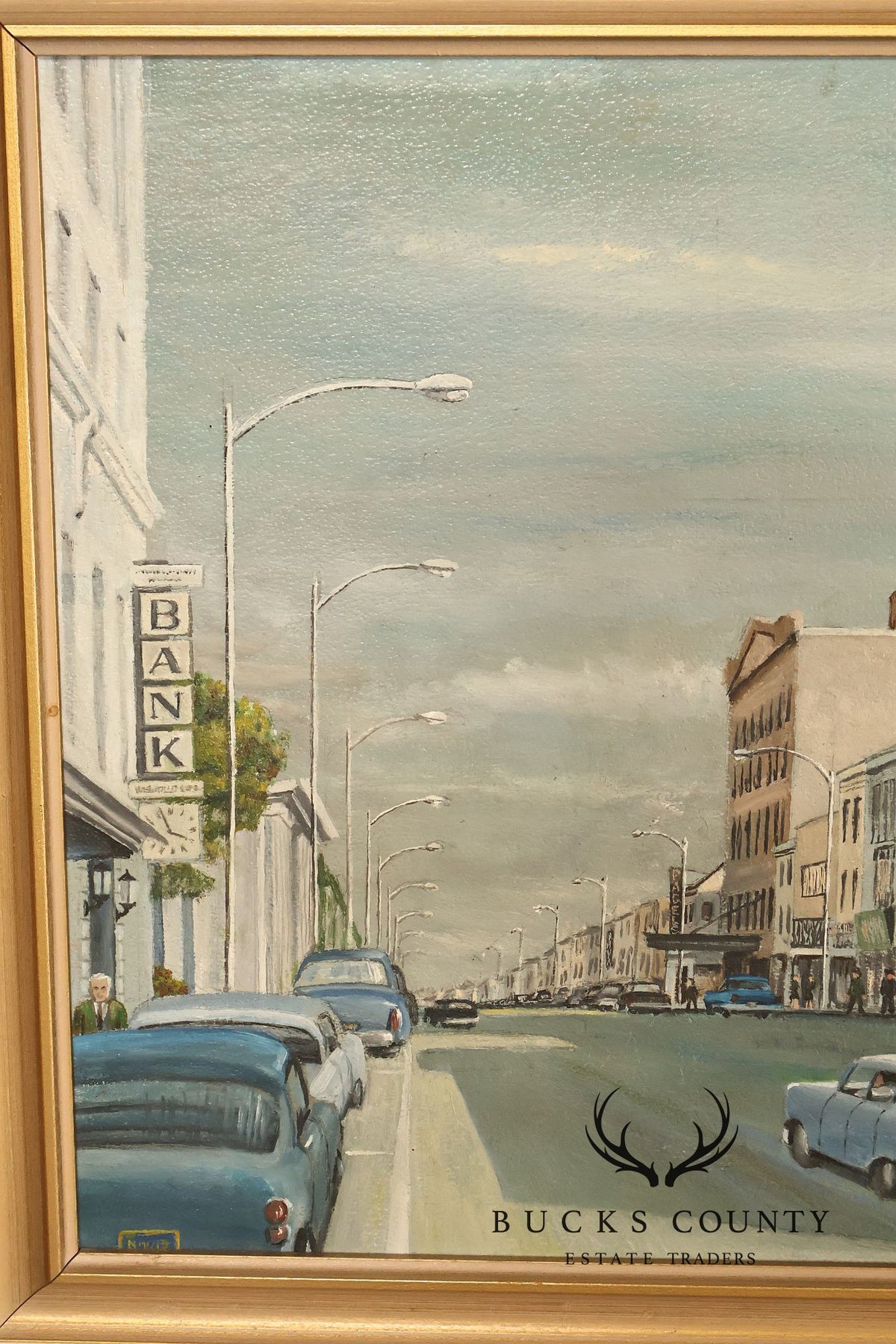 E.M. Law Mid Century Oil Painting, Downtown