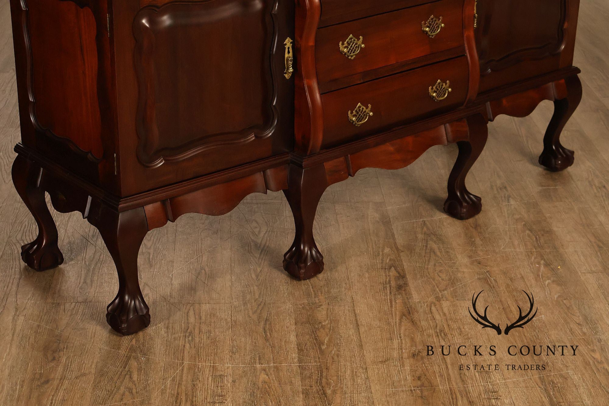 Queen Anne Style Welsh Two Piece Open Hutch Cabinet With Carved Claw & Ball Feet