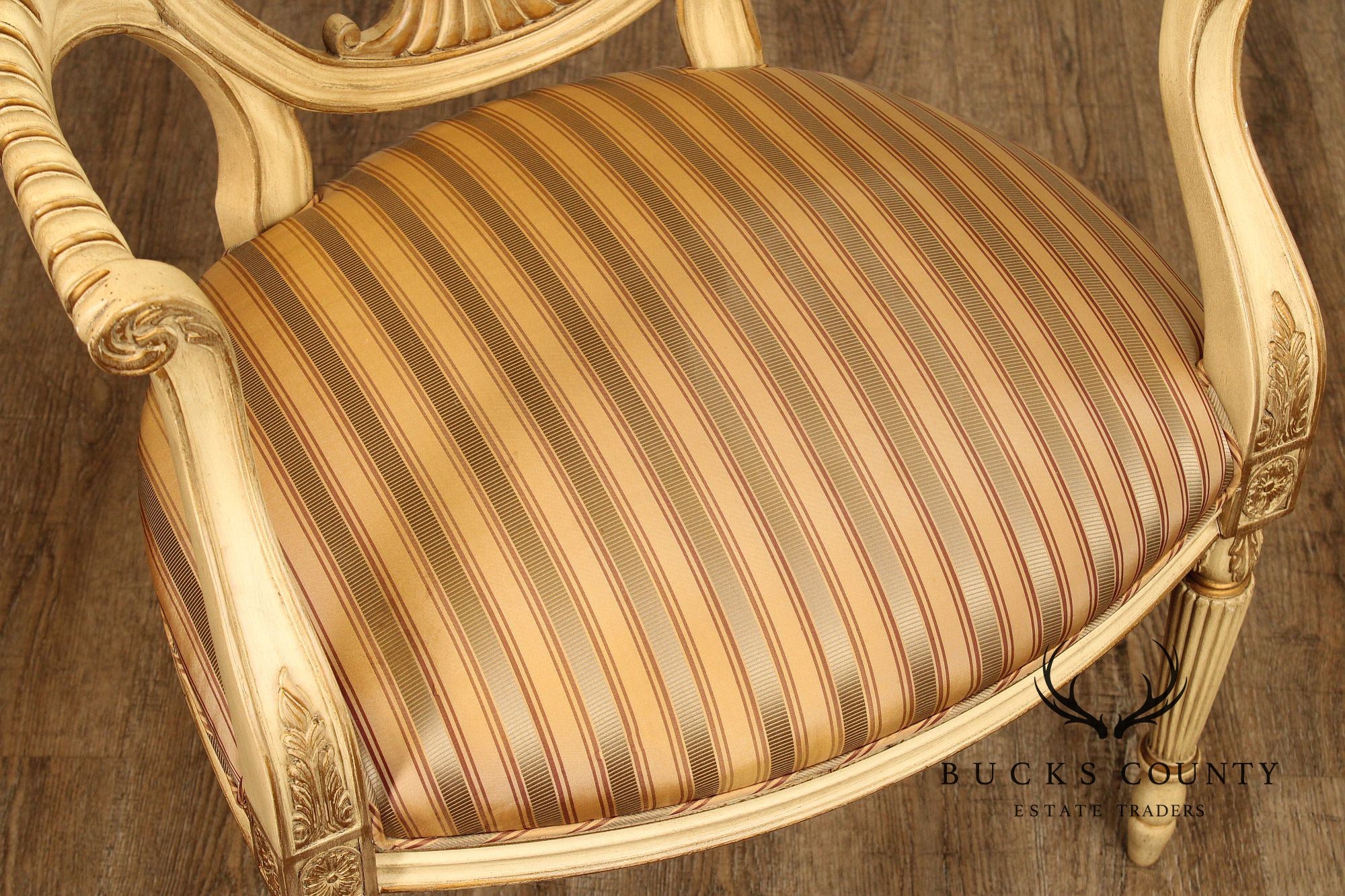Hickory Chair Italian Provincial Style Cream-Painted Armchair