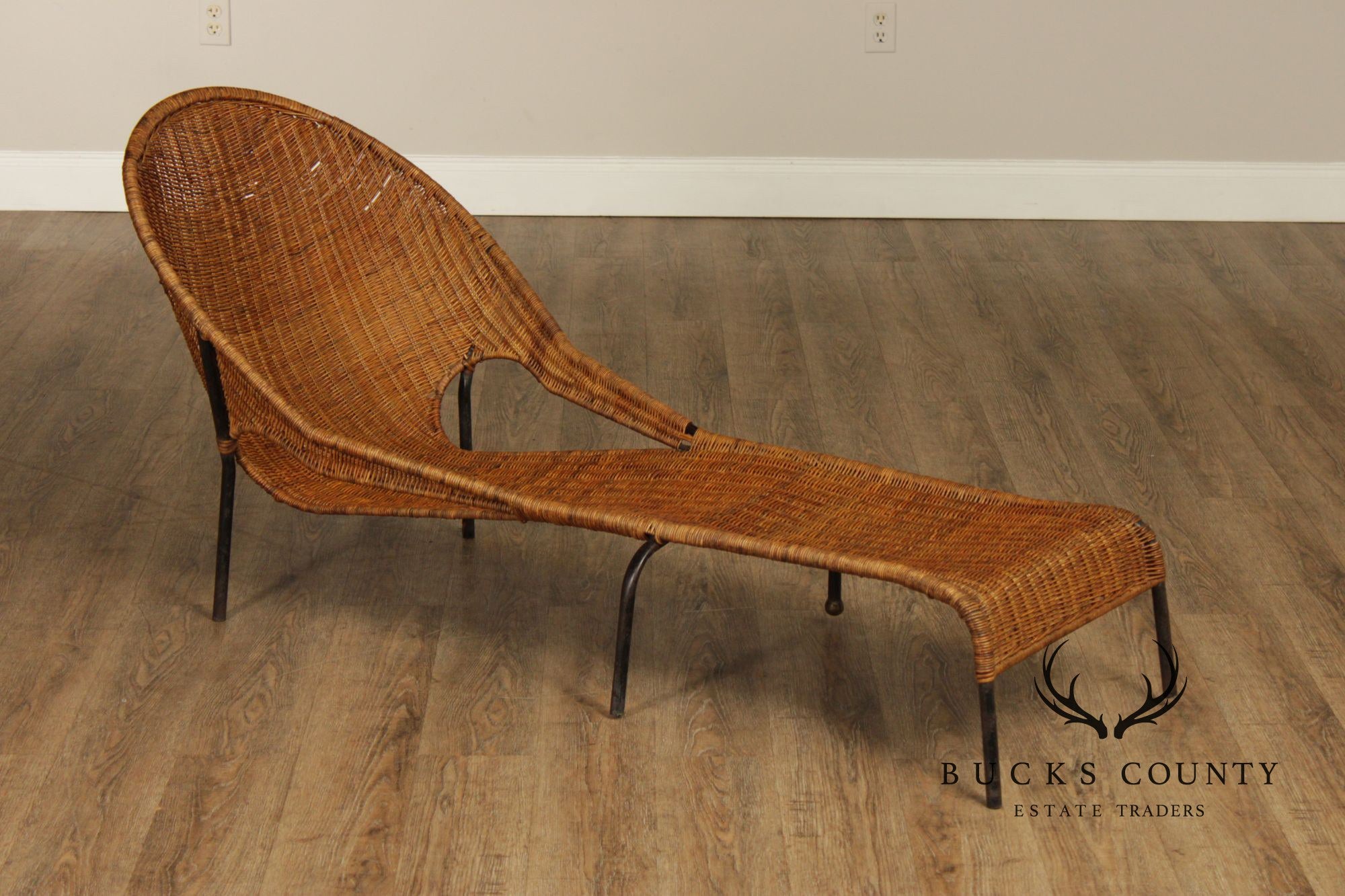 Francis Mair Attributed Mid Century Modern Wicker Lounge Chair