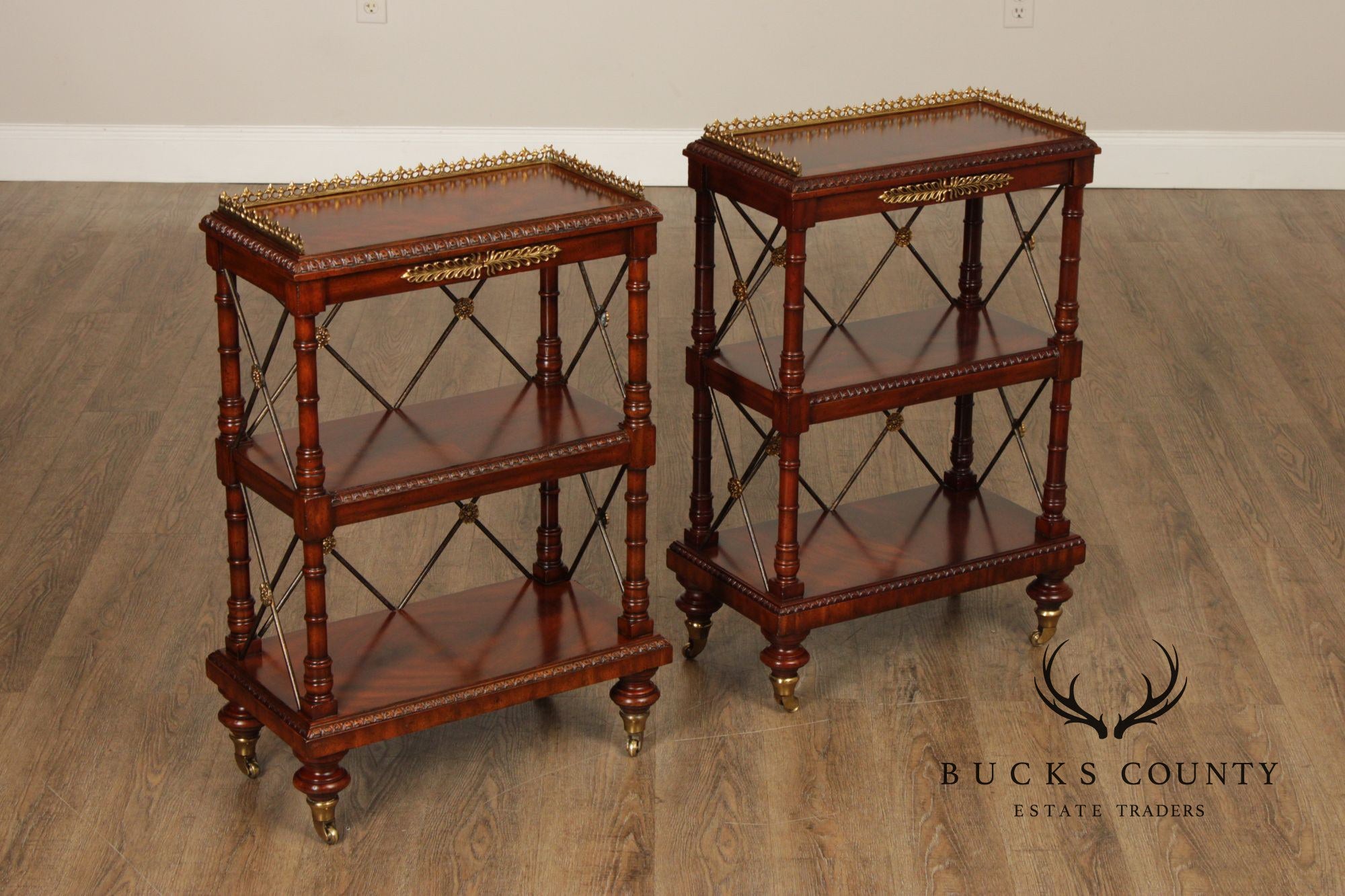 Maitland Smith George IV Style Pair of Mahogany Bookcases