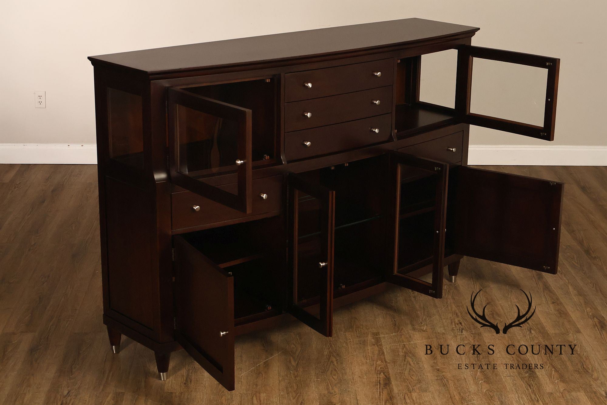 Harden Contemporary Cherry Lighted Sideboard Credenza Cabinet