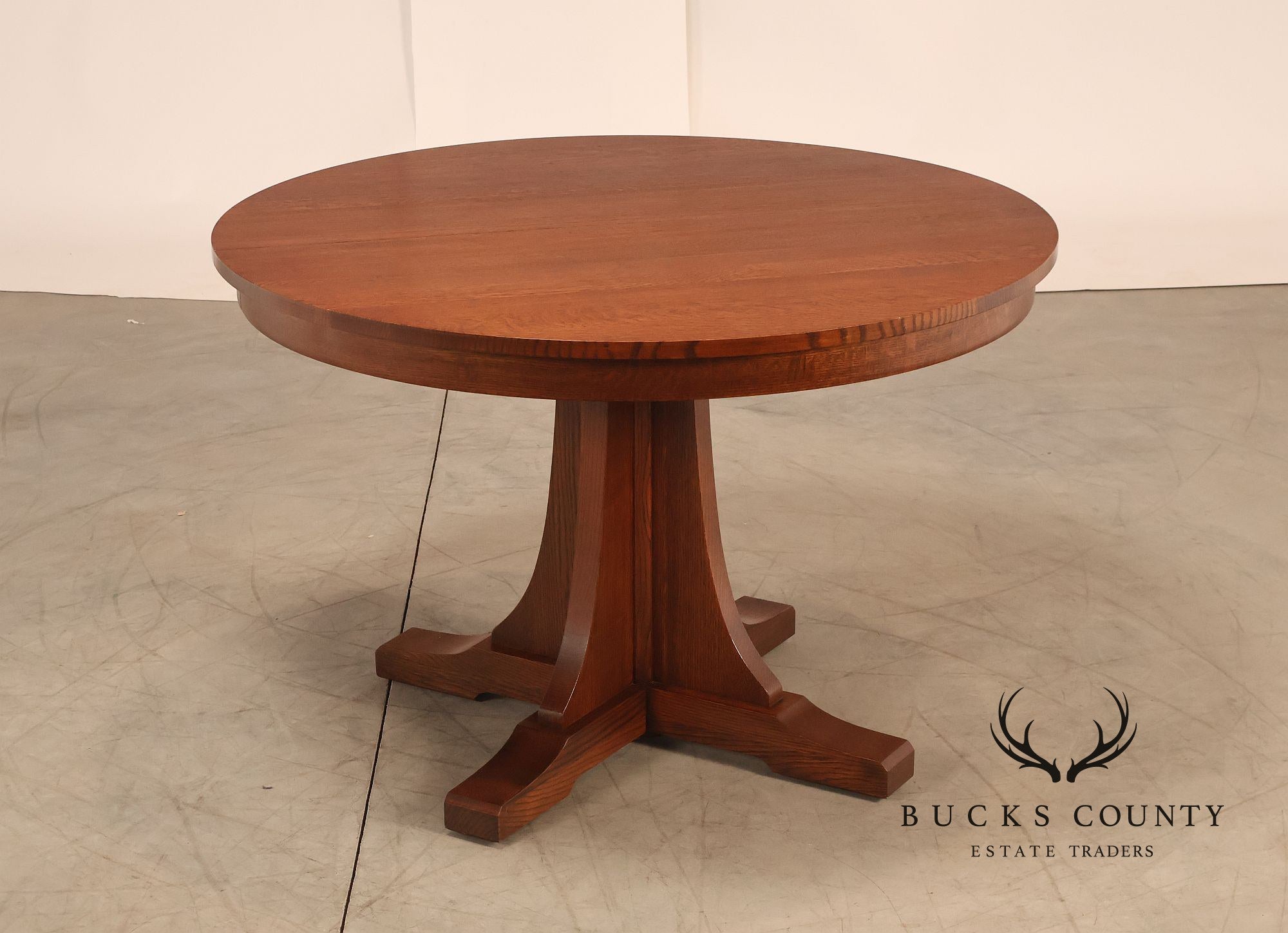 Stickley Mission Collection 46" Round Oak Pedestal Dining Table