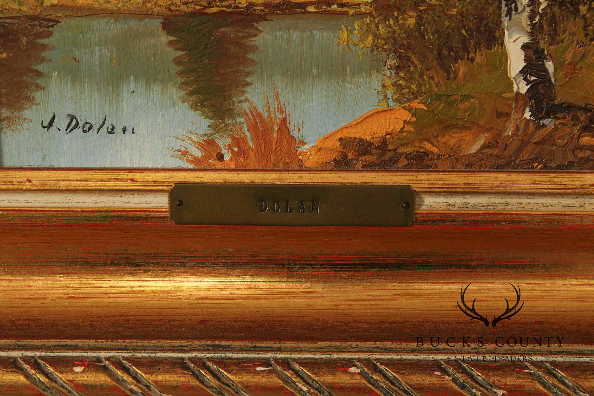 J. Dolan Landscape Oil Painting, Changing Birch Trees