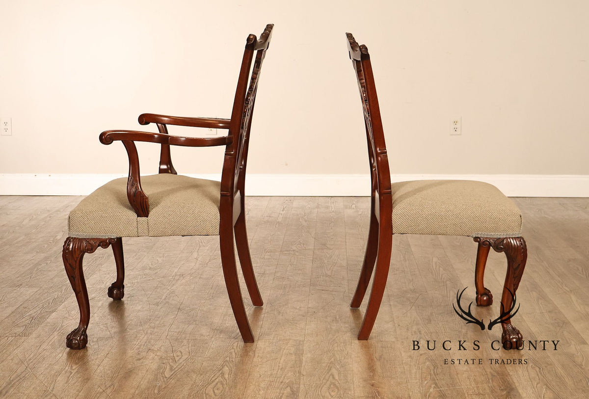Chippendale Style Set of Eight Carved Mahogany Dining Chairs
