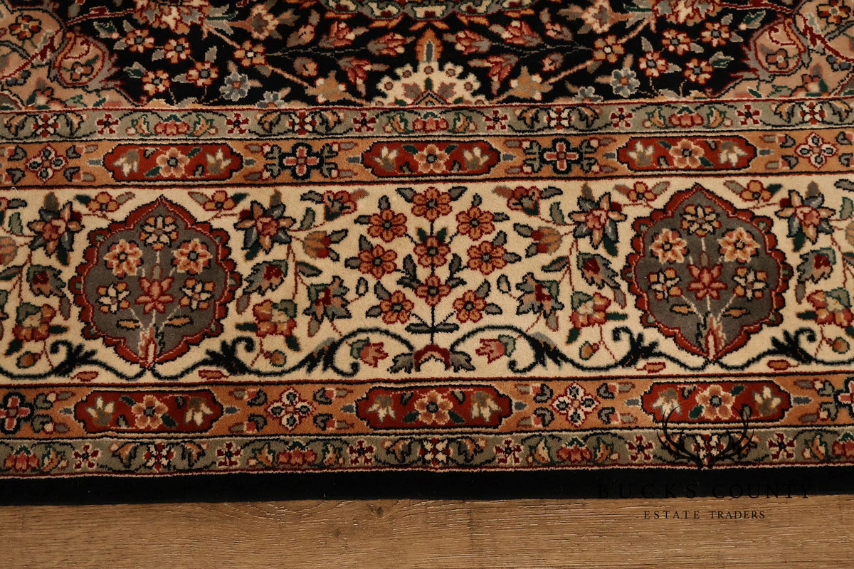 Hand Knotted Persian Style Area Rug With Medallion And Floral Motif