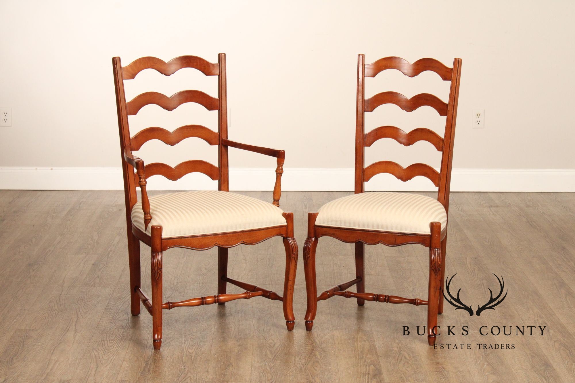 Quality Set Of Eight Italian Ladderback Dining Chairs