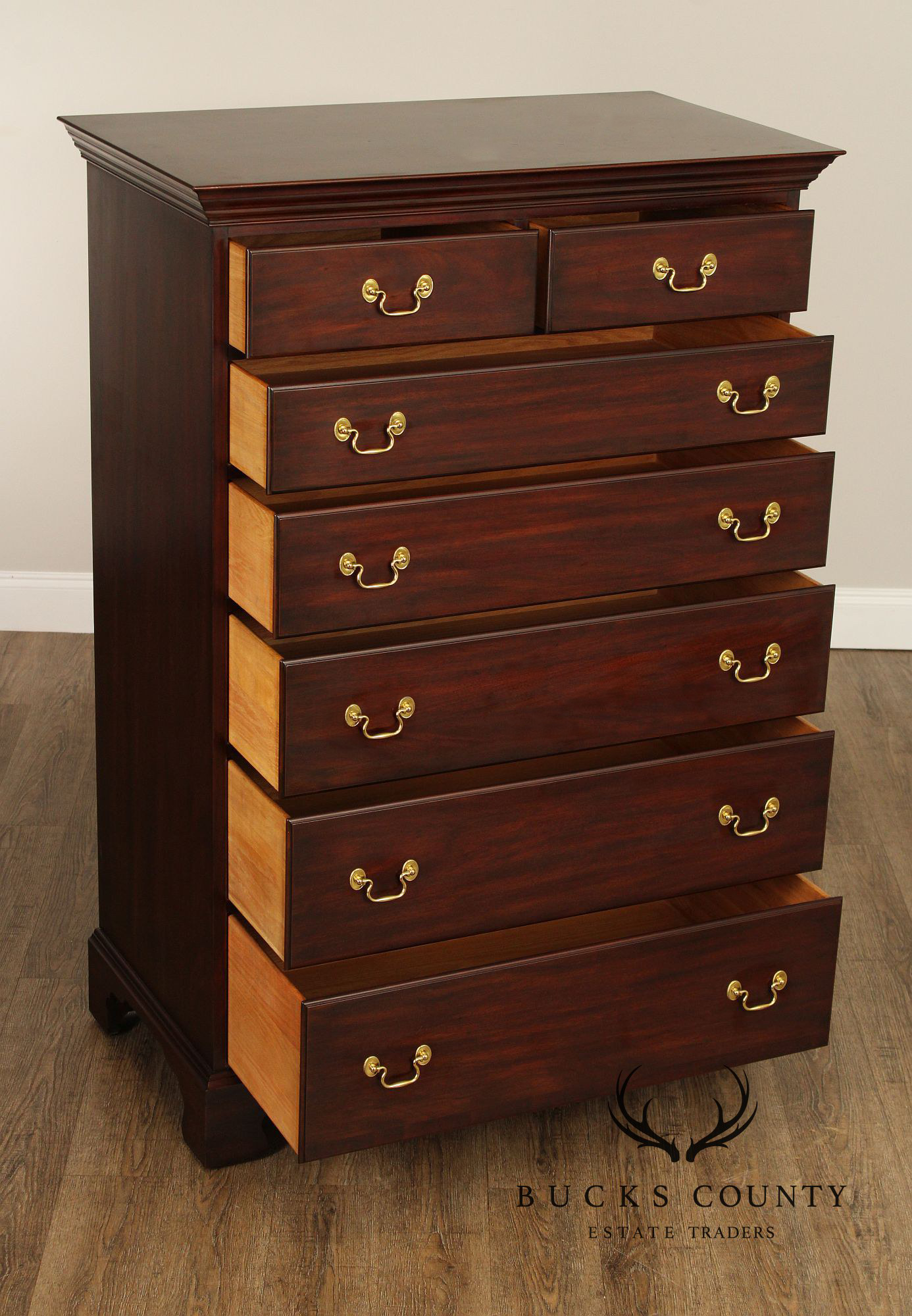 Henkel Harris Georgian Style Mahogany Tall Chest