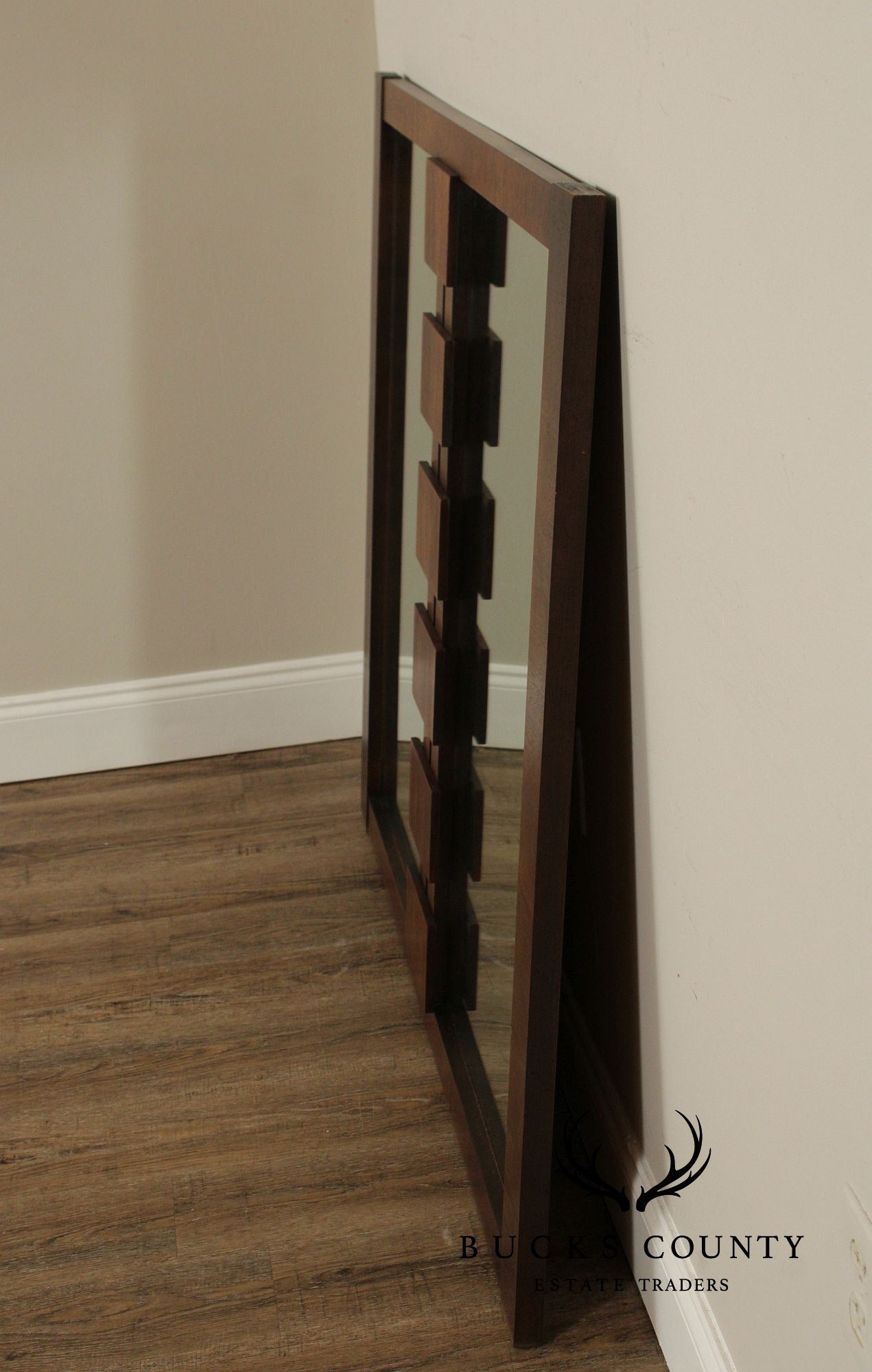 Lane 'Staccato' Brutalist Walnut Wall Mirror