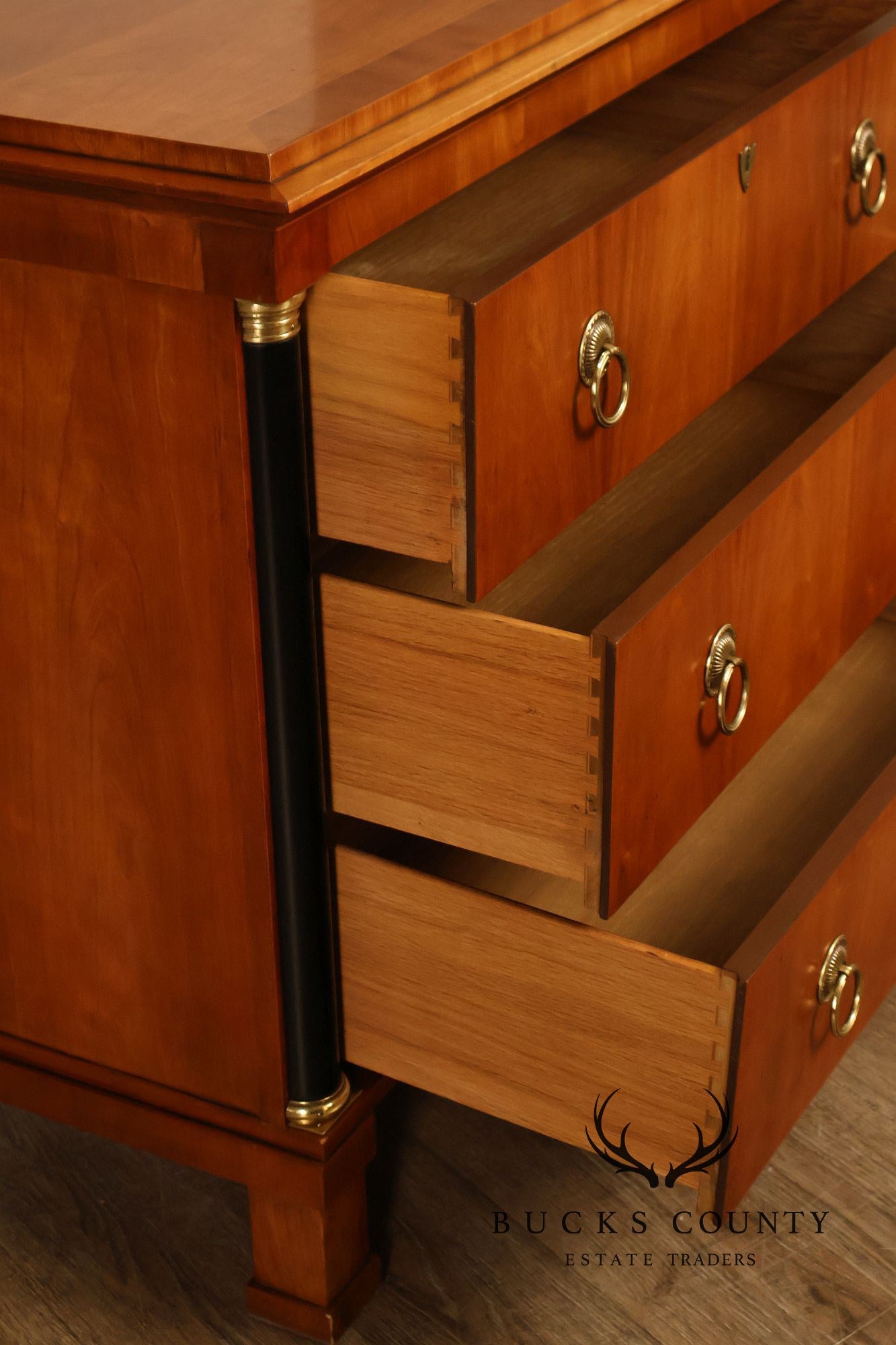 Baker Biedermeier Style Chest of Drawers with Ebonized Columns