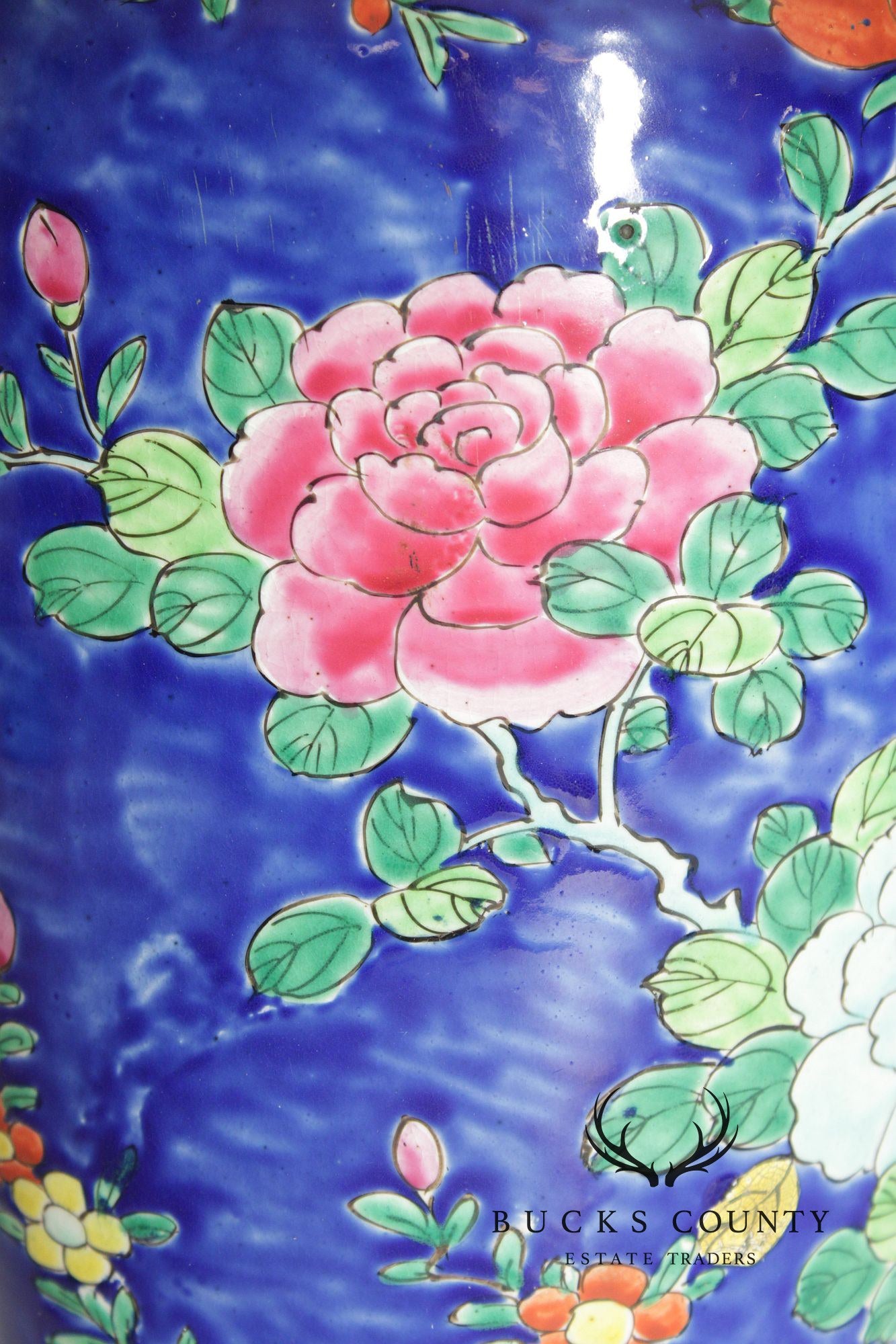 Asian Style Vintage Glazed Porcelain Table Lamp