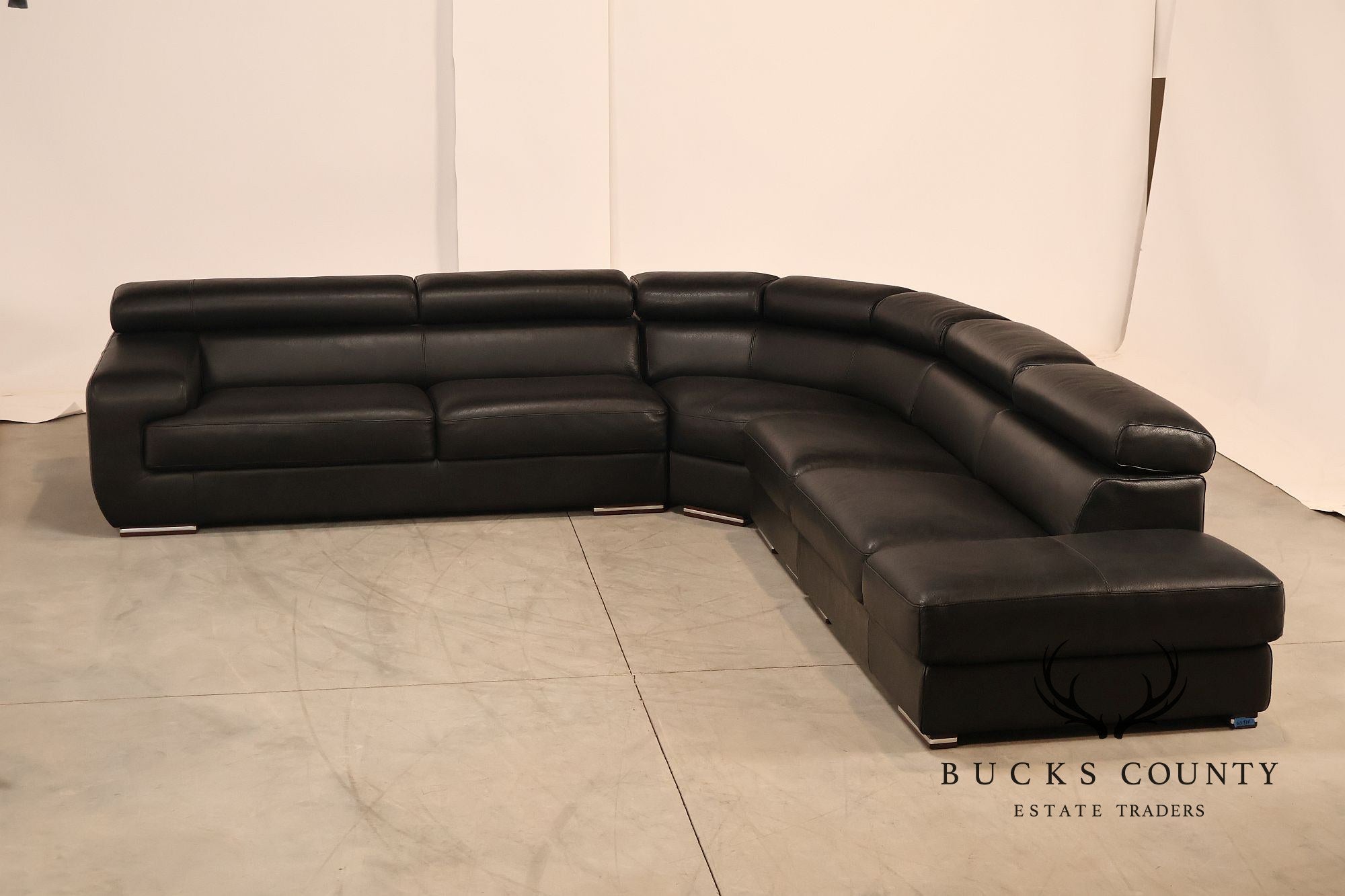 Italian Homes Contemporary Black Leather Sectional Sofa