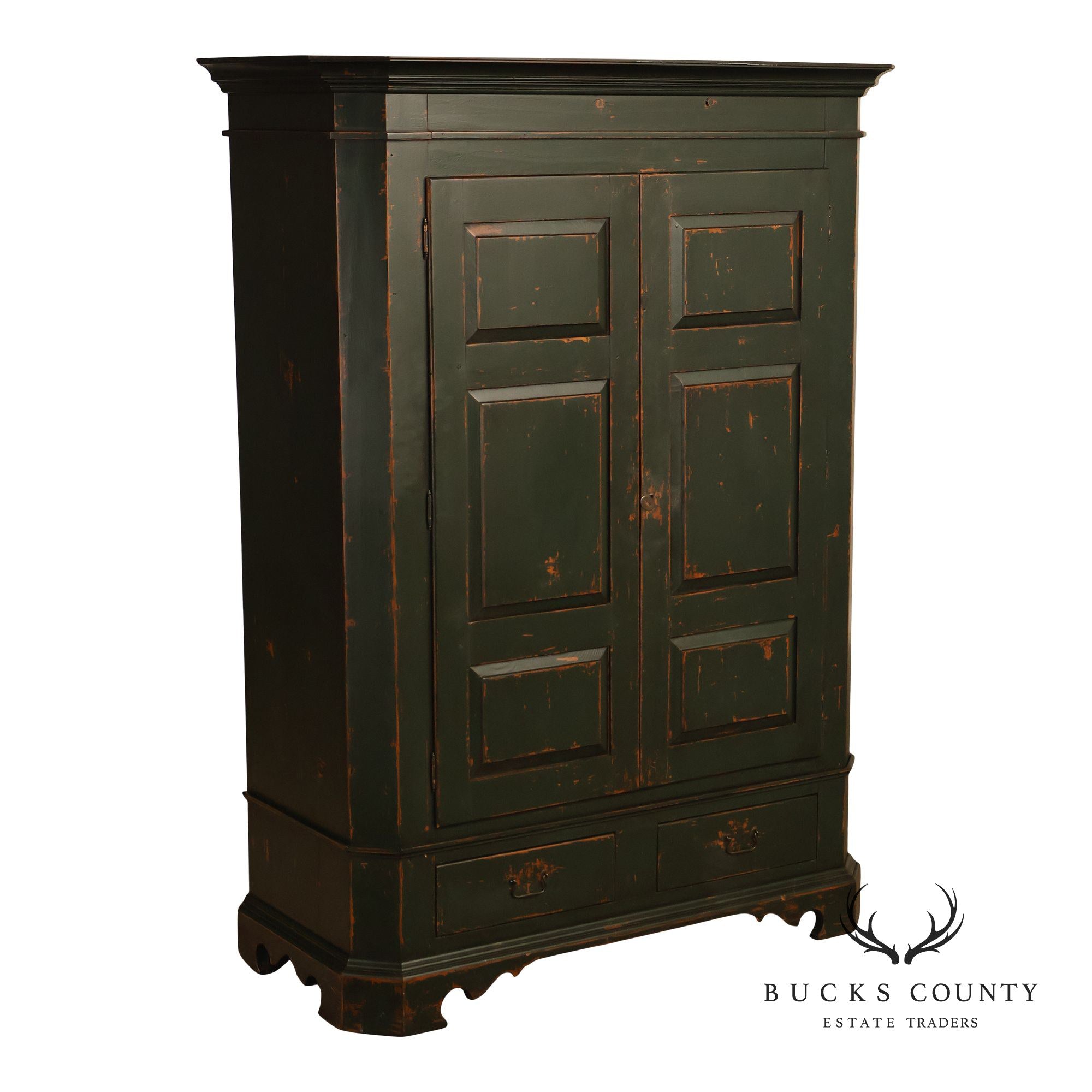 American Country Primitive Style Painted Linen Cabinet