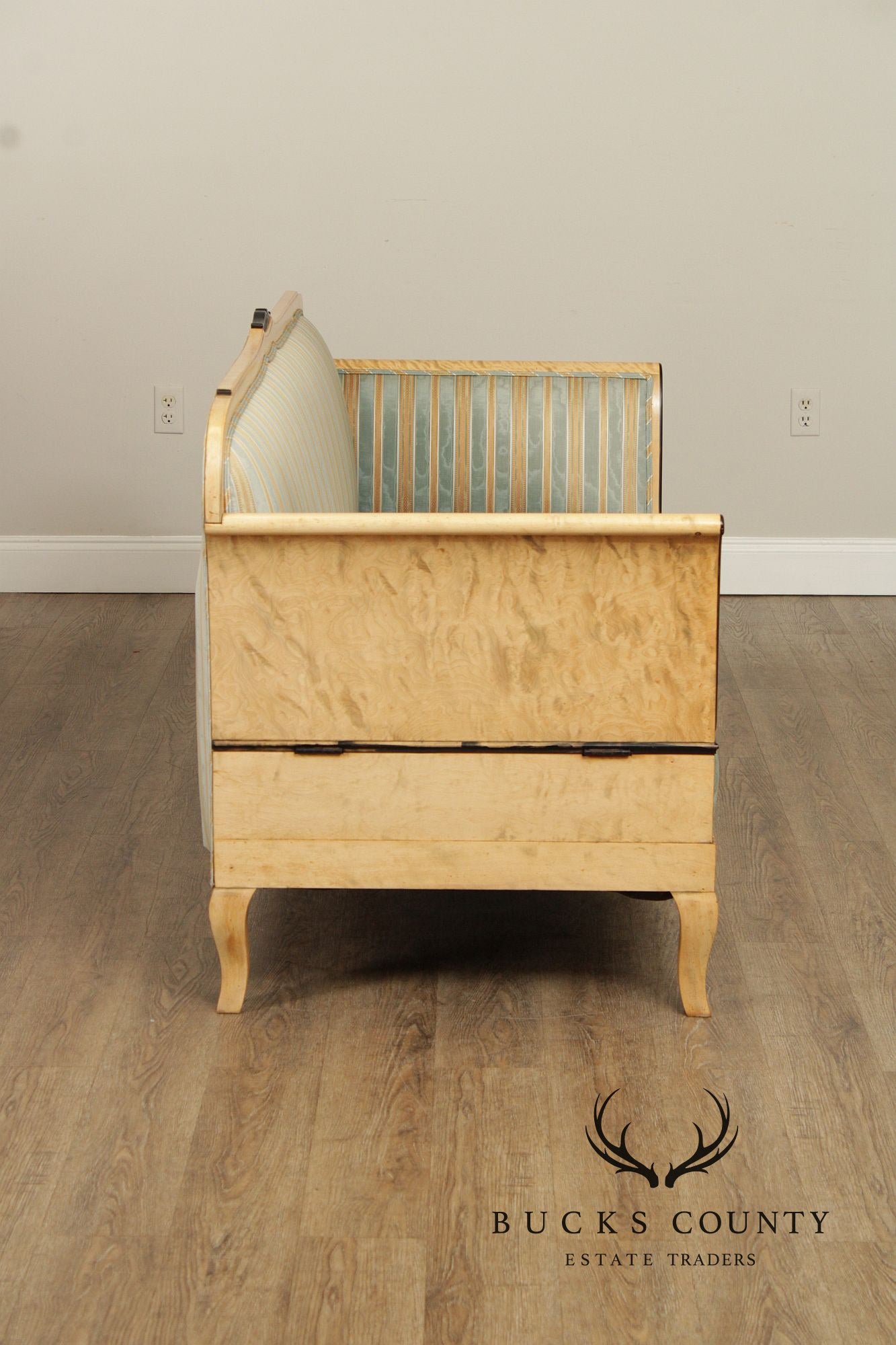 Antique Biedermeier Inlaid Flame Birch Sofa