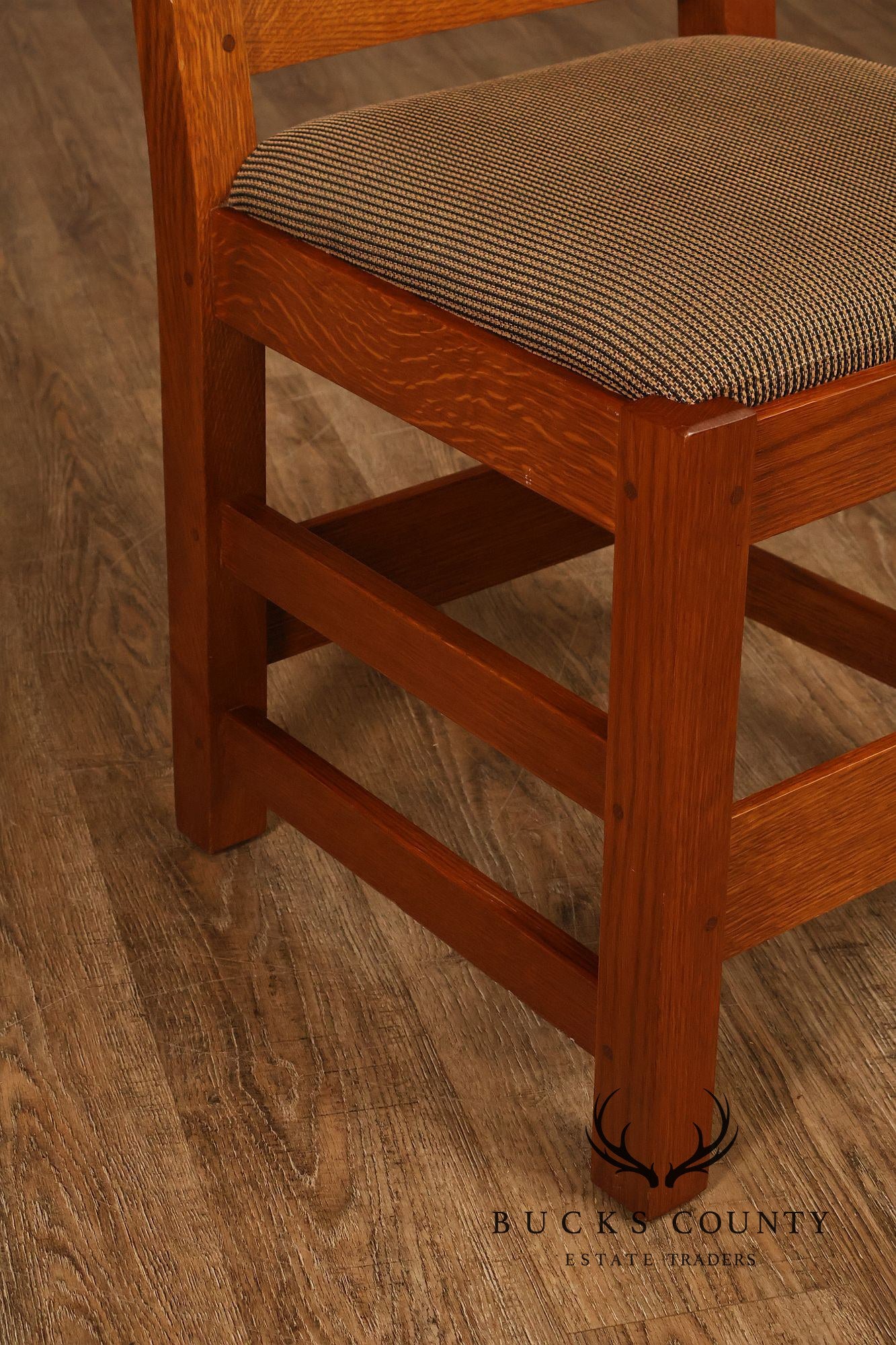 Stickley Mission Collection Set Of Four Oak Dining Side Chairs