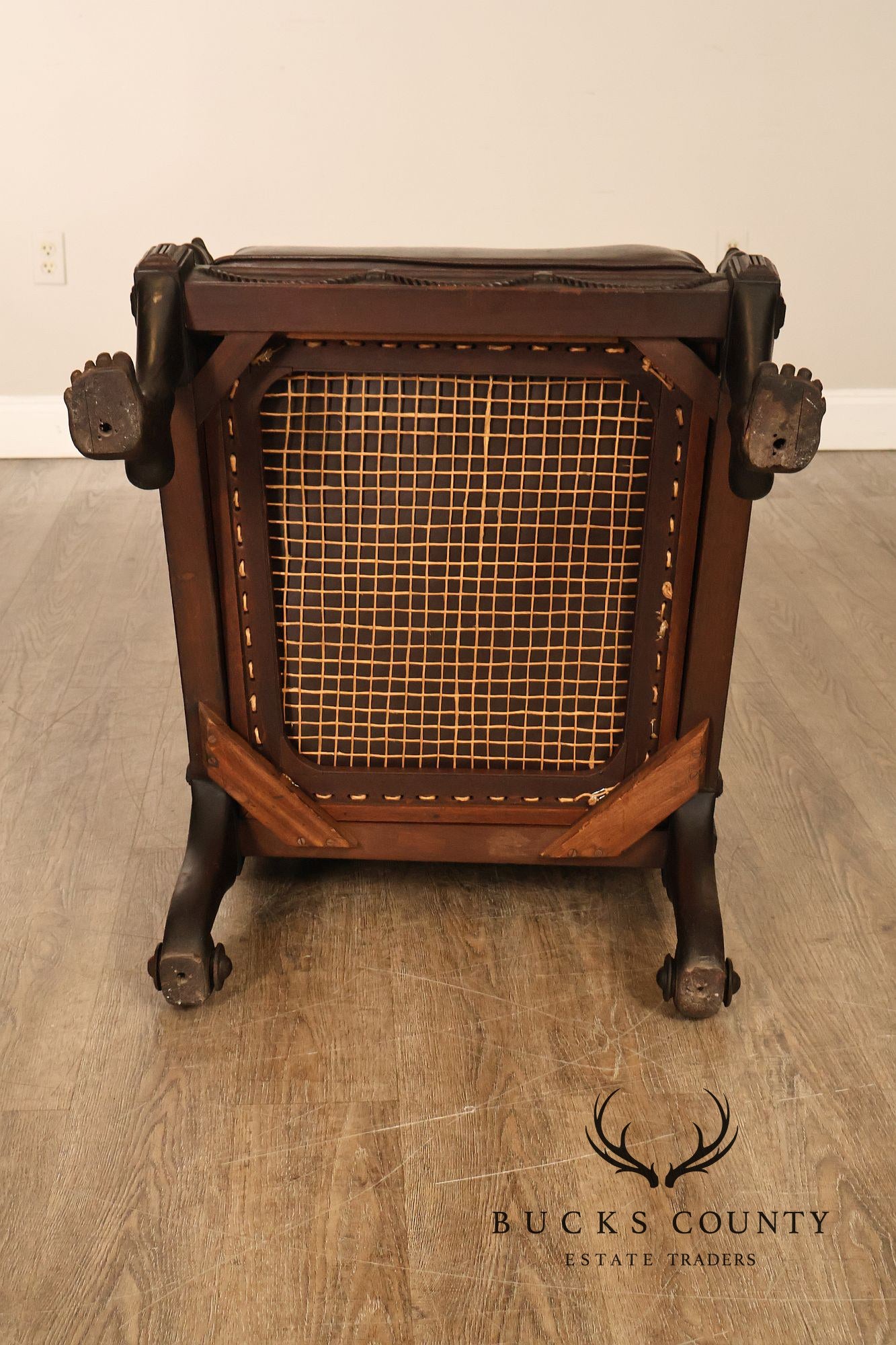 Exceptional 19th Century Anglo-Indian / Burmese Colonial Figural Carved Hardwood Throne Armchair
