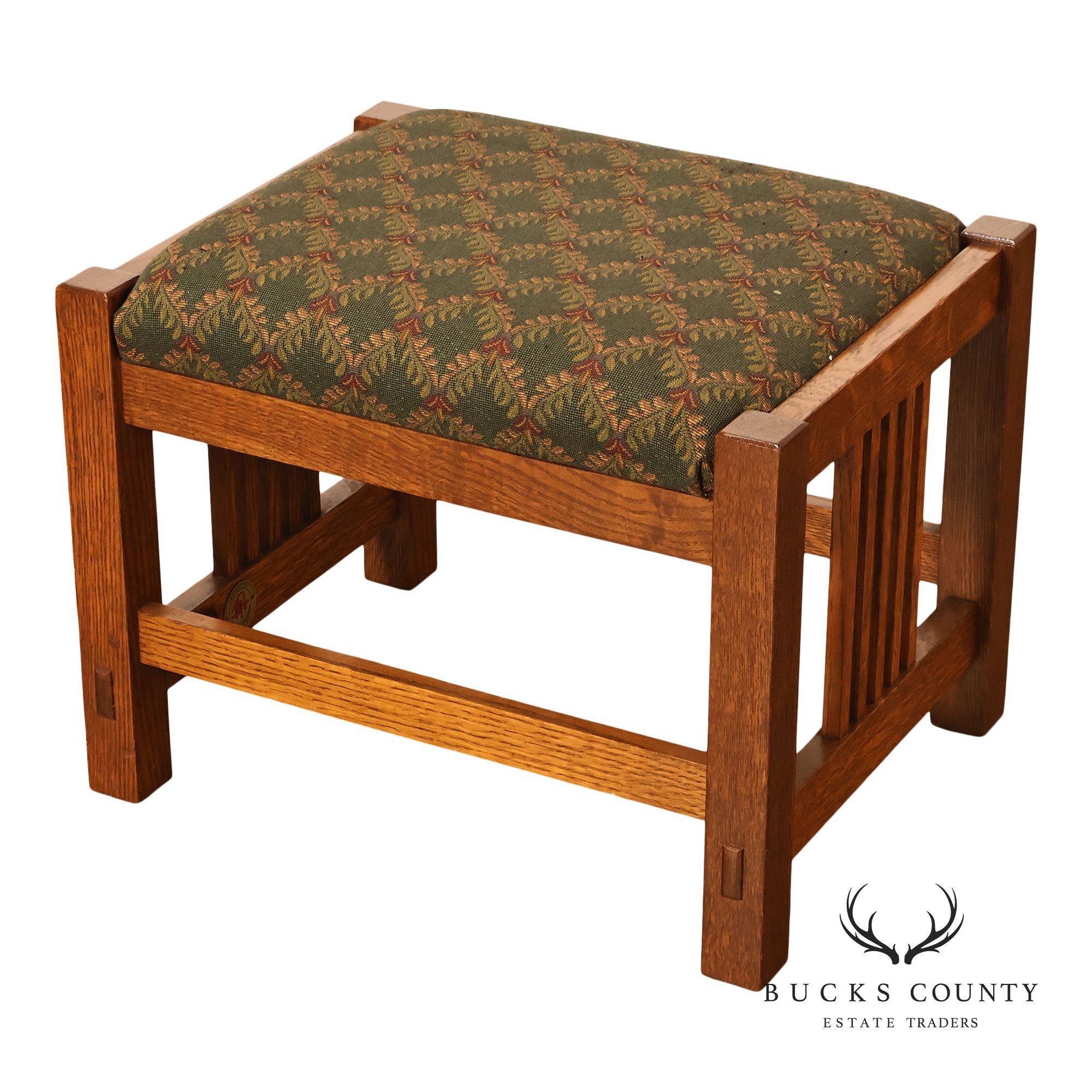 Stickley Mission Collection Oak Spindle Side Footstool Ottoman