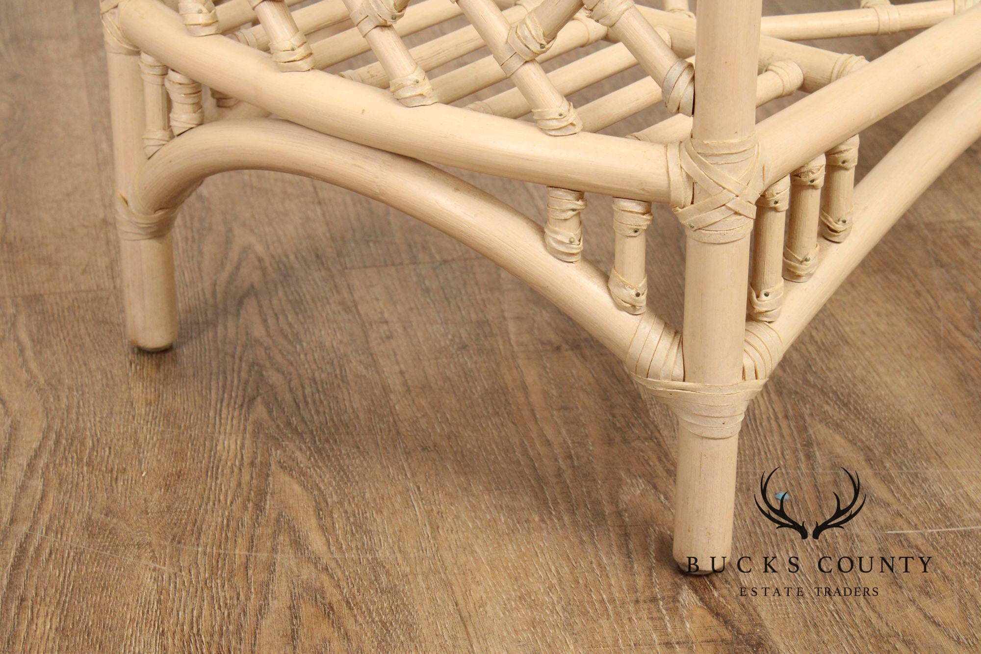 Ficks Reed Glass Top Rattan Console