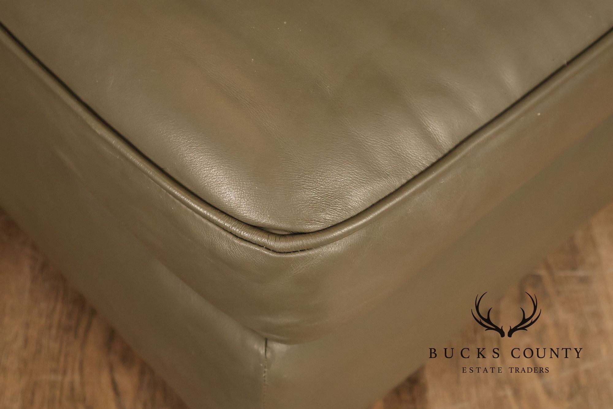 Ethan Allen Traditional Leather Ottoman