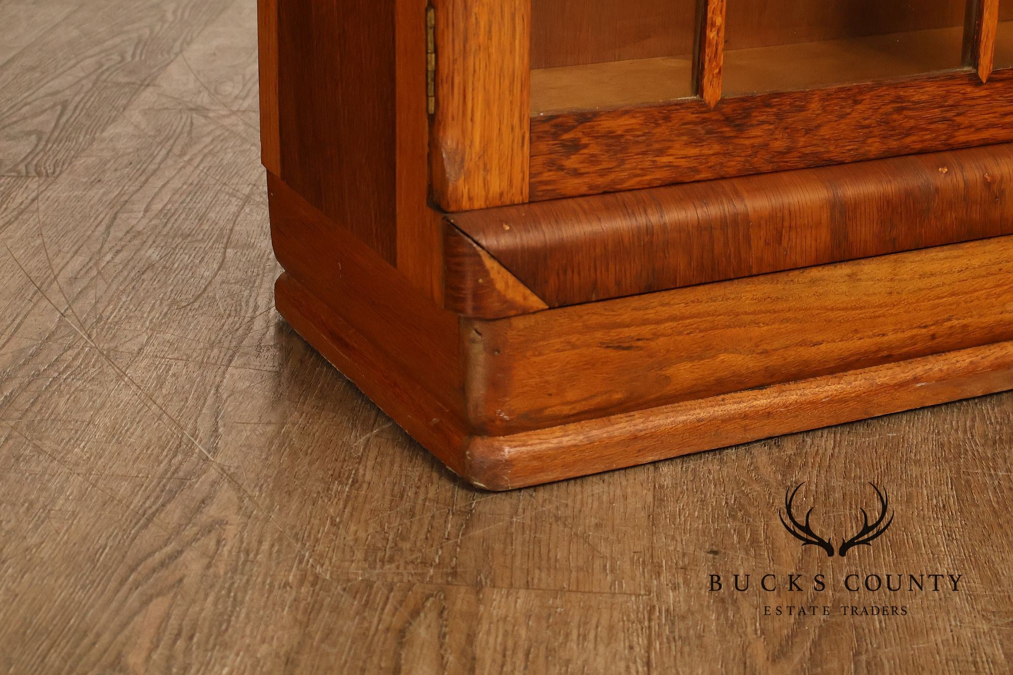 Antique Arts And Crafts Glass Door Oak Bookcase