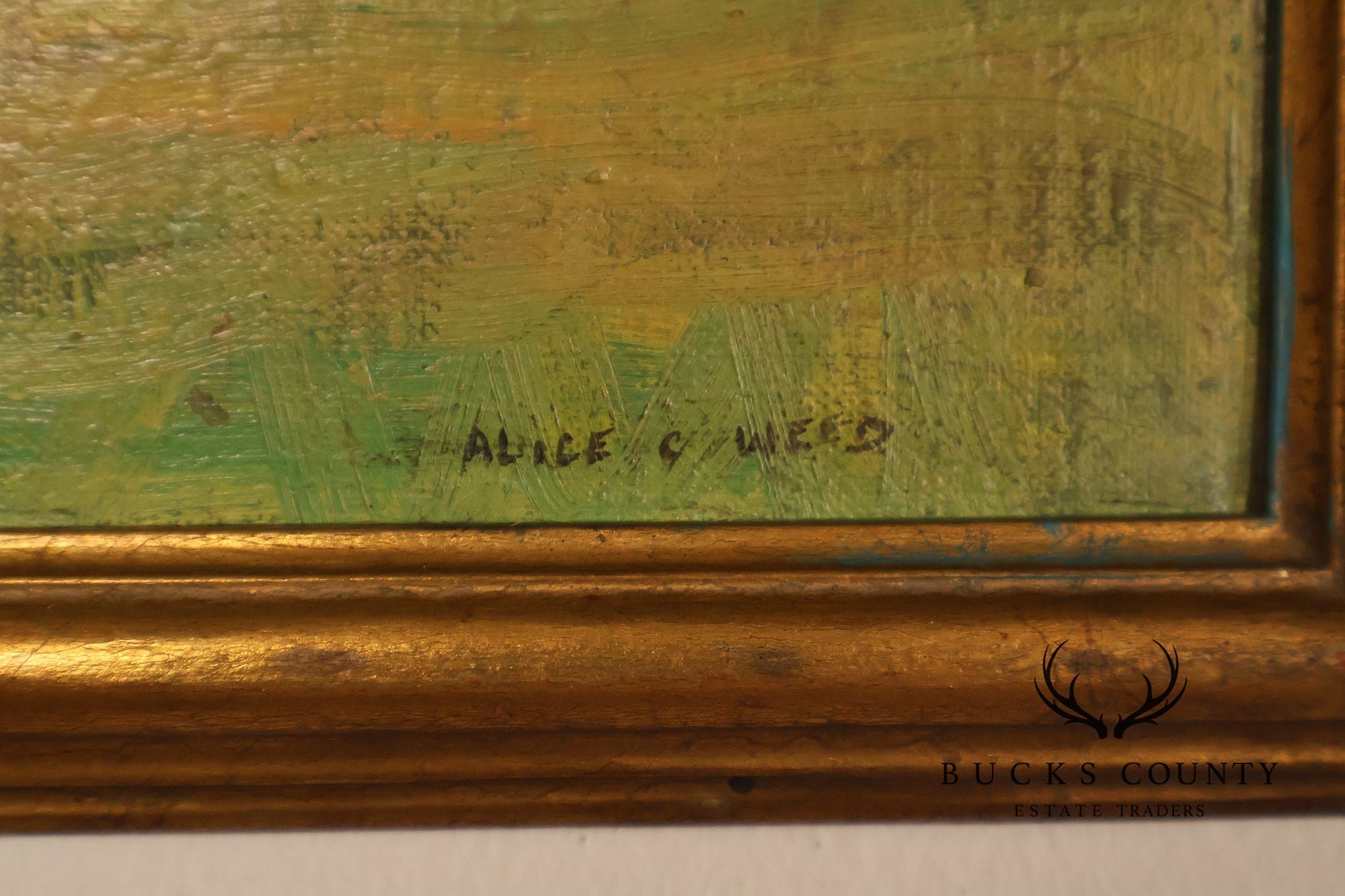 Alice Weed Framed Oil Painting, New England Farmstead