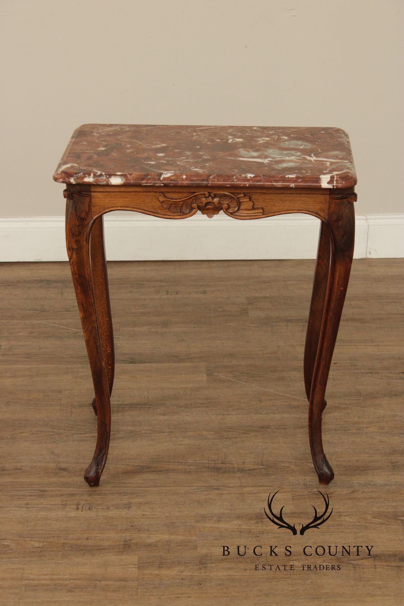 French Louis XV Style Marble Top End Table