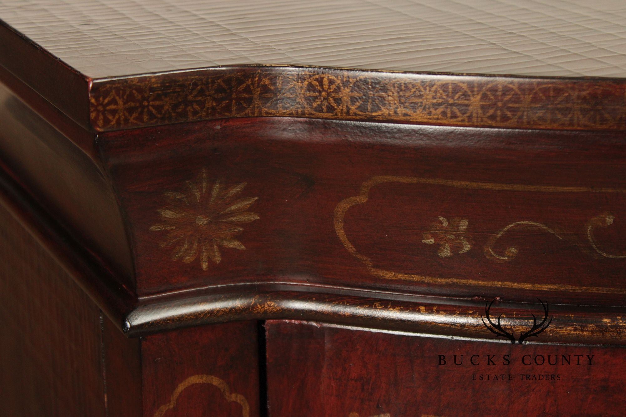 Ethan Allen Chinoiserie Decorated Demilune Cabinet