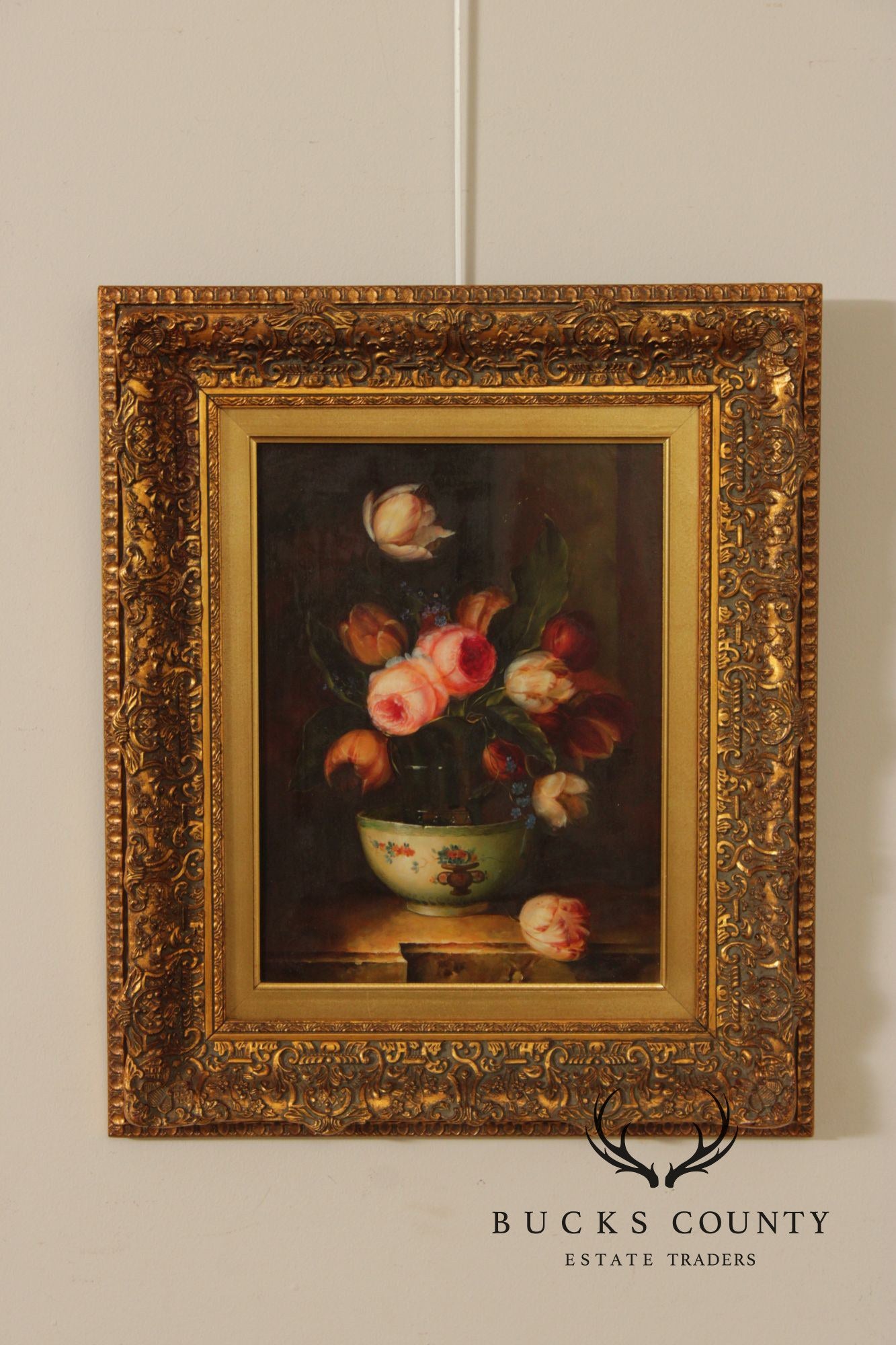 Giltwood Framed Still-Life Print, Signed