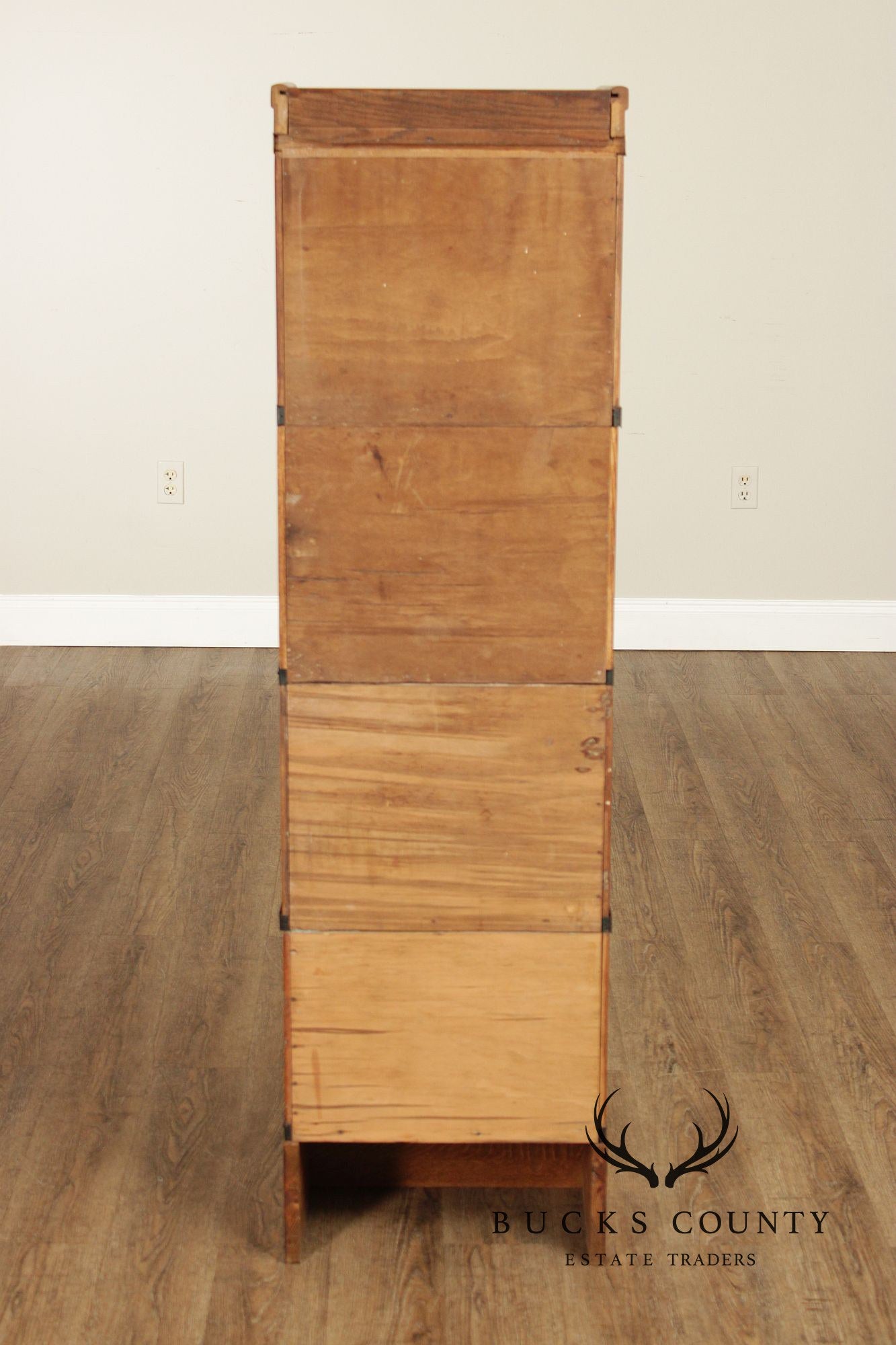 Globe Wernicke Antique Narrow Oak Four-Section Barrister Bookcase