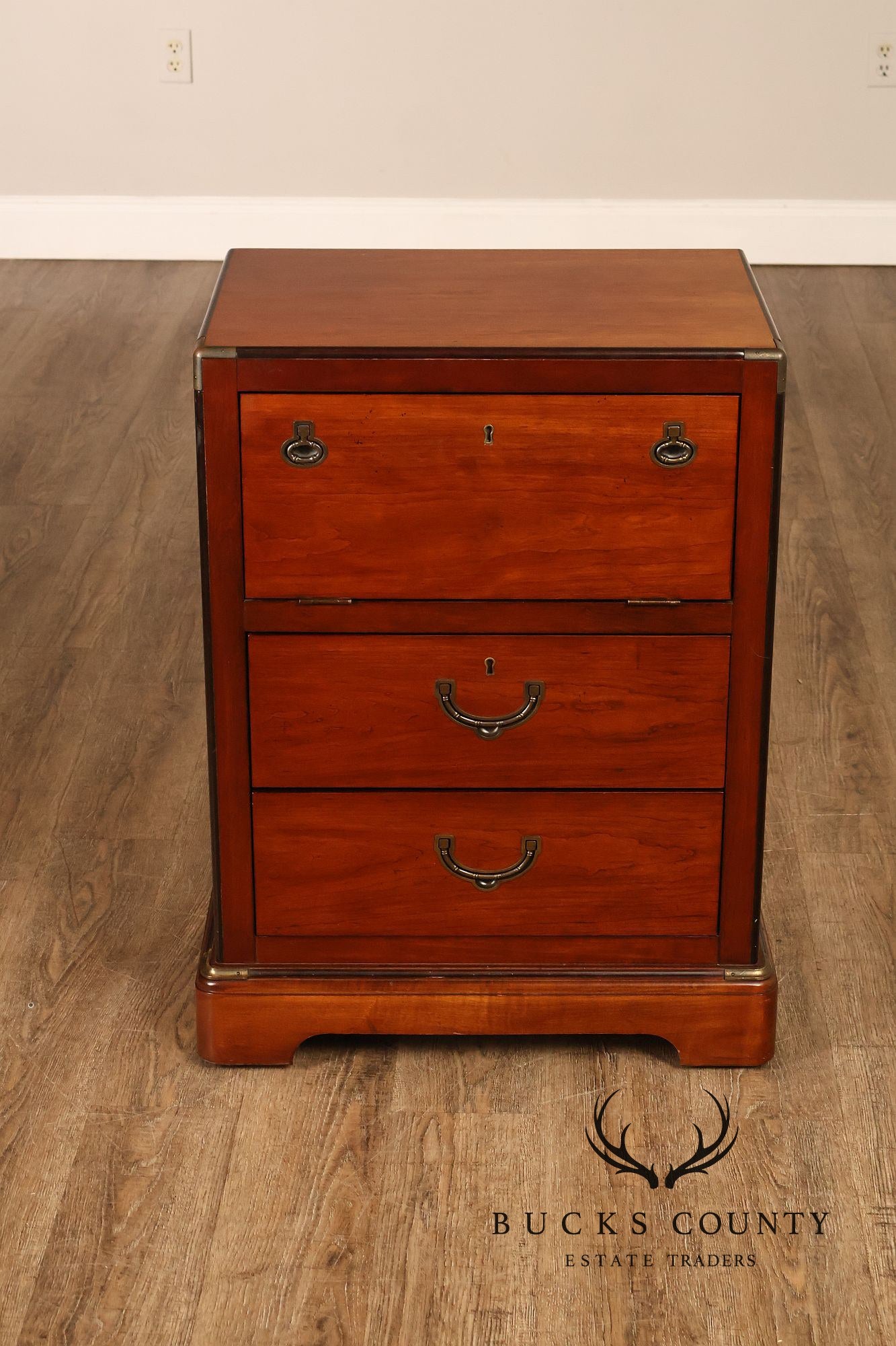 National Mt. Airy Campaign Style Pair of Cherry Nightstands