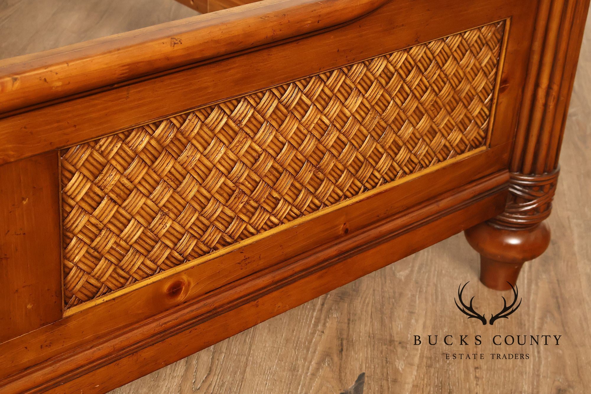 Tropical British Colonial Style Carved Wood Queen Poster Bed