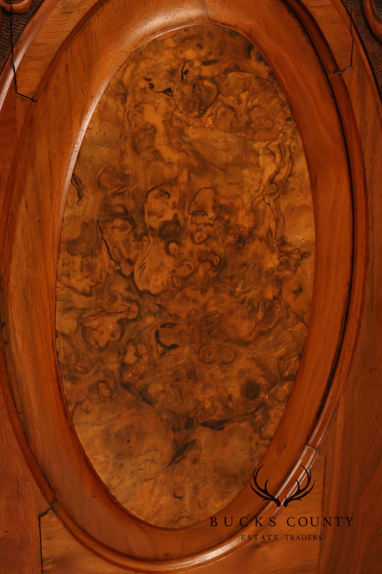 Antique Mirrored Burl Walnut Buffet Sideboard