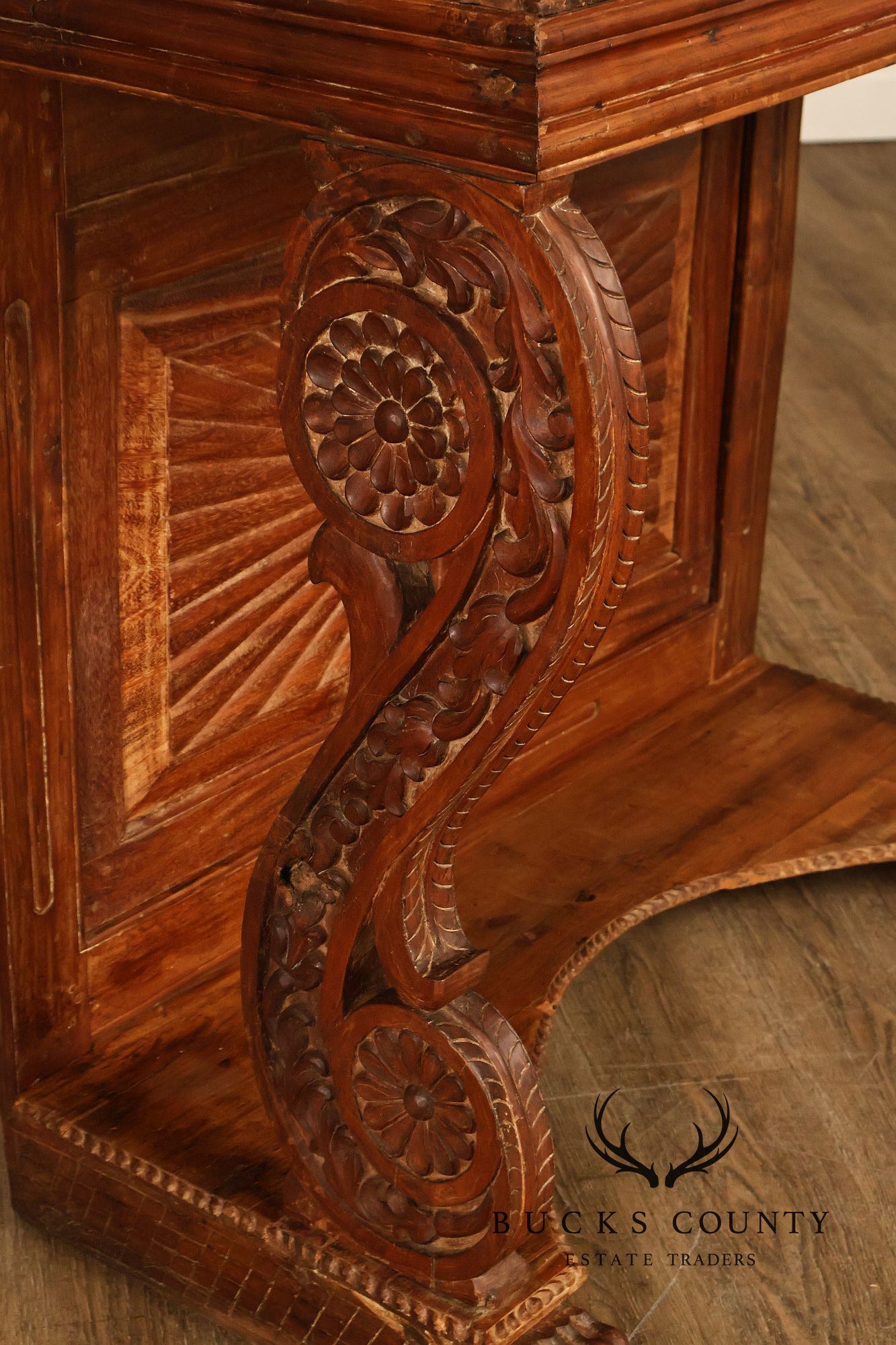 Antique Anglo Indian Pair of Carved Hardwood Console Tables