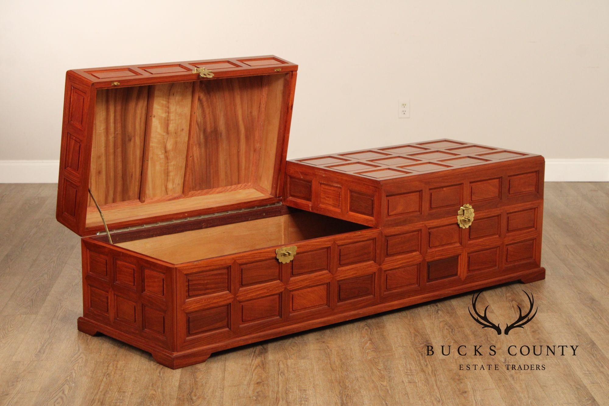 Chinese Rosewood Long Paneled Blanket Chest