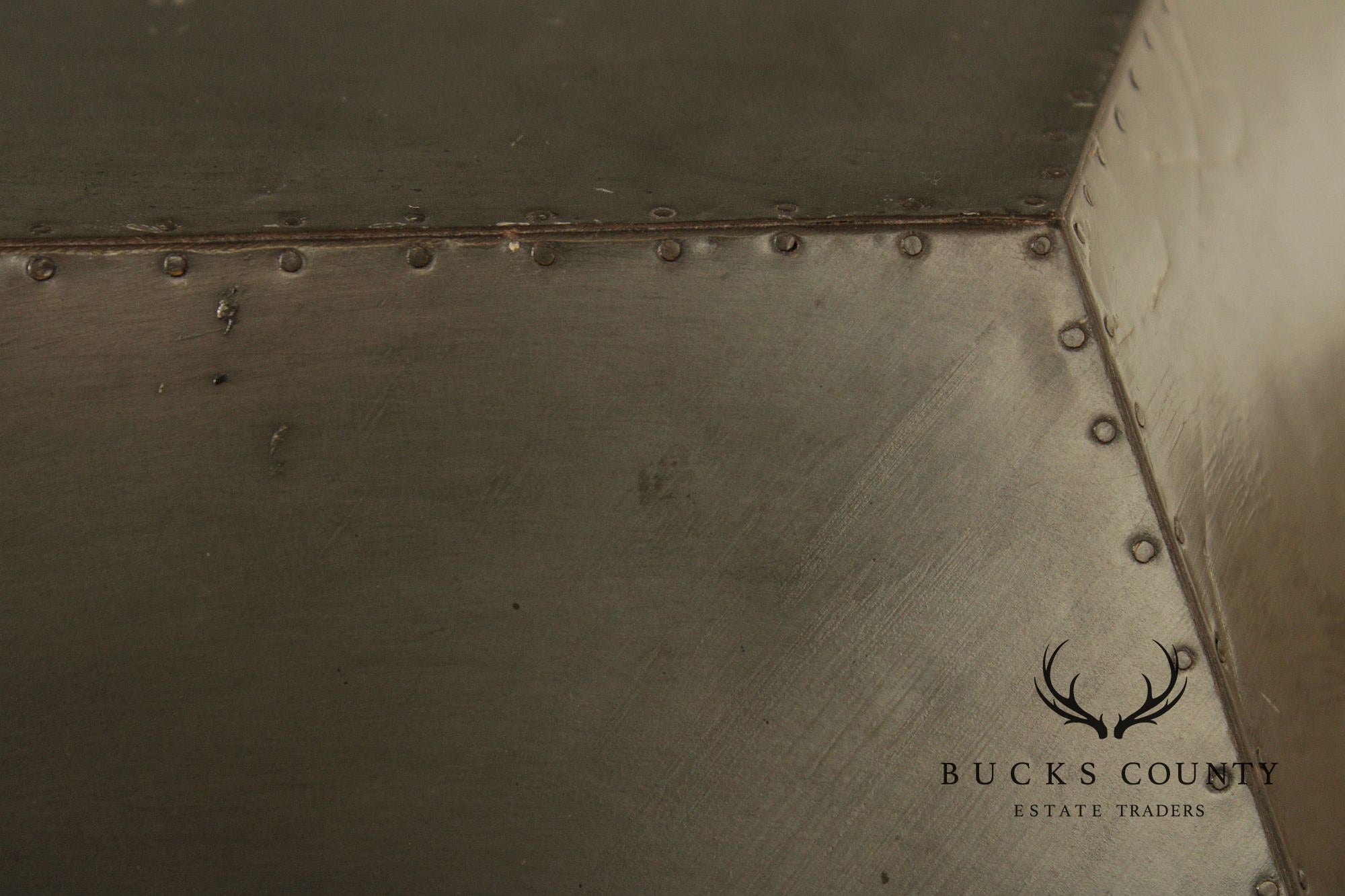 Restoration Hardware Industrial Style Zinc Polyhedron Side Tables Pair