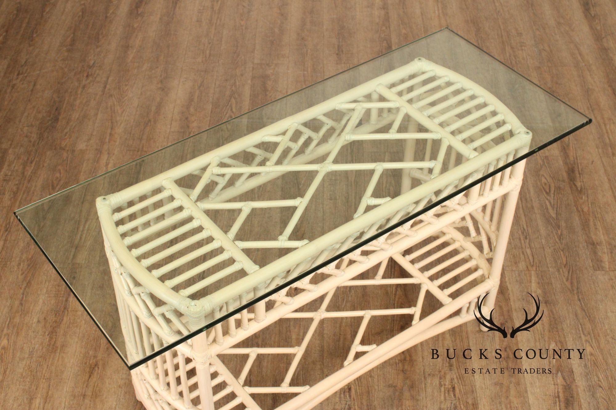 Ficks Reed Glass Top Rattan Console