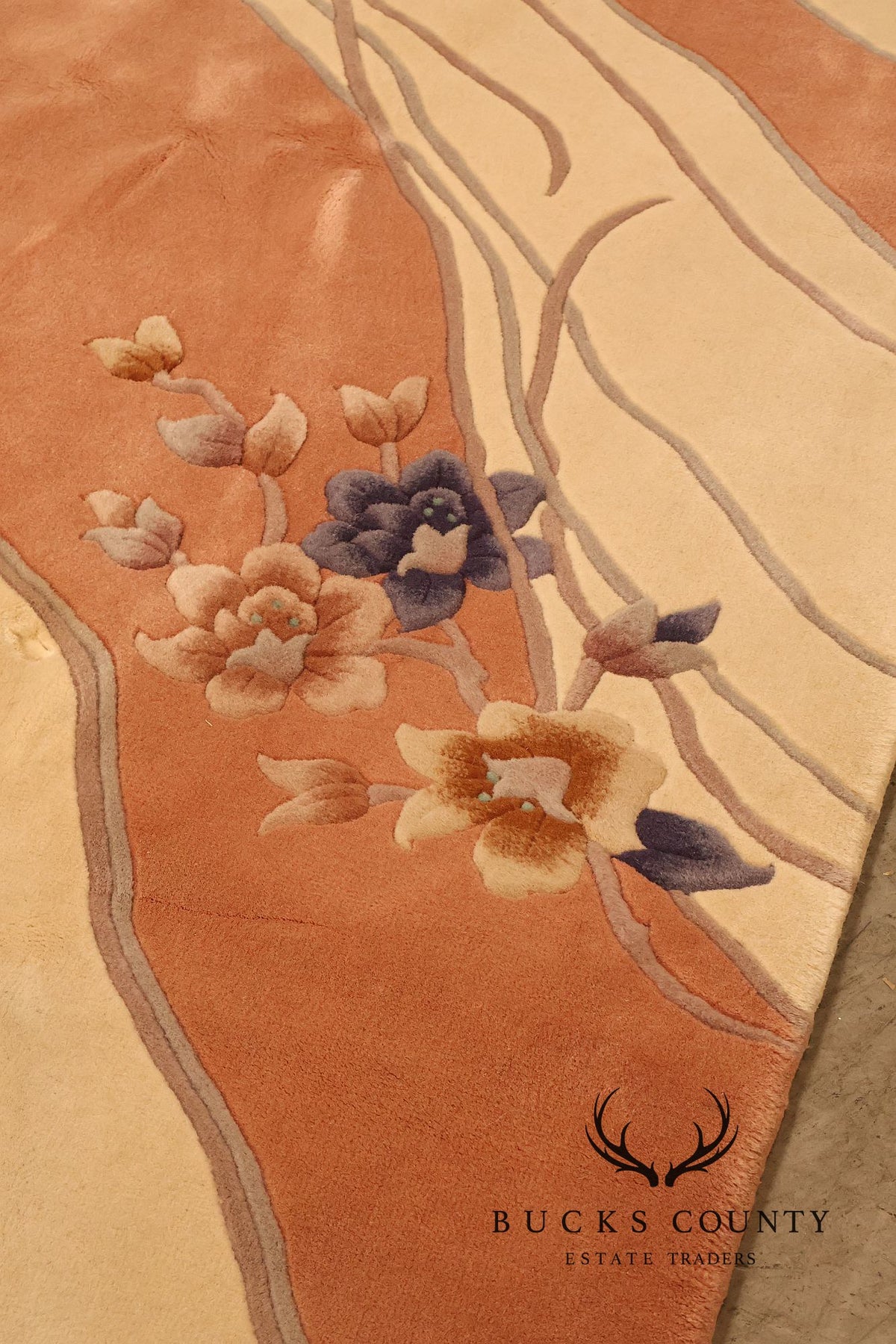 Hand Woven Chinese Art Deco Floral Wool 6x9 Area Rug